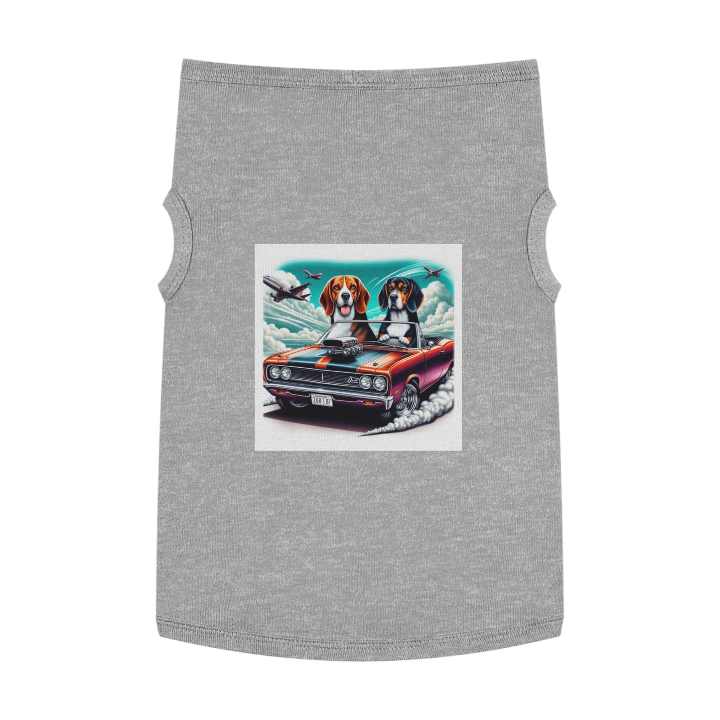 Pet Tank Top Wacky Beagle Dogs In Race Car Pets Printify XL Heather