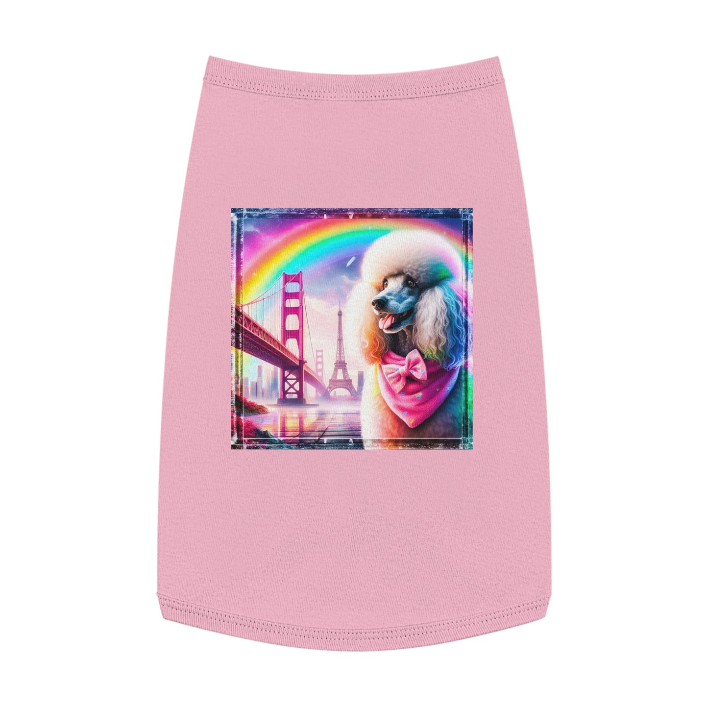 Pet Tank Top Poodle pink bridge shirt Pets Printify L Pink