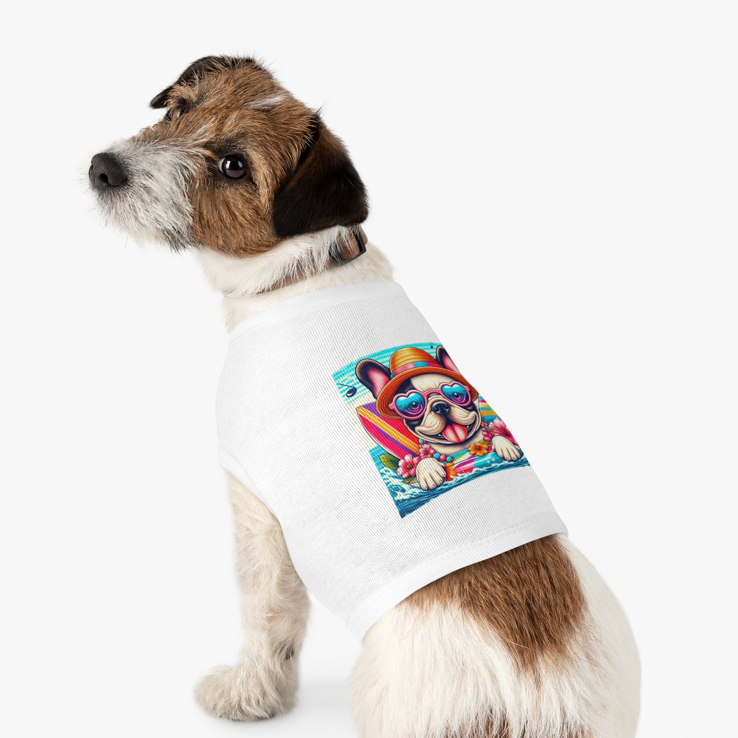 Pet Tank Top French Bulldog colorful surfing t shirt Pets Printify