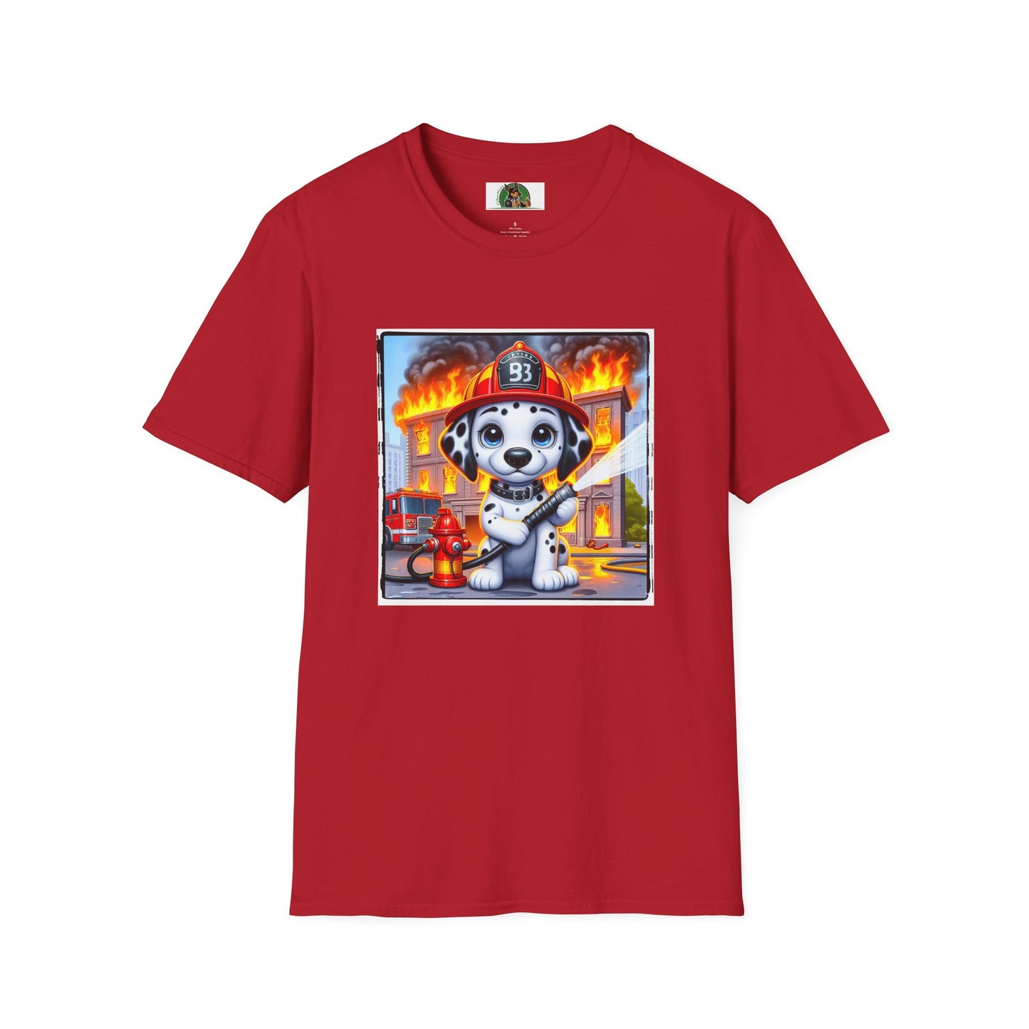 Dalmatian blazing fire t shirt T-Shirt Printify S Cherry Red