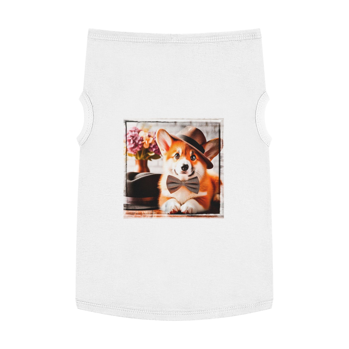 Pet Tank Top Pembroke Welsh Corgi pretty bow tie Pets Printify