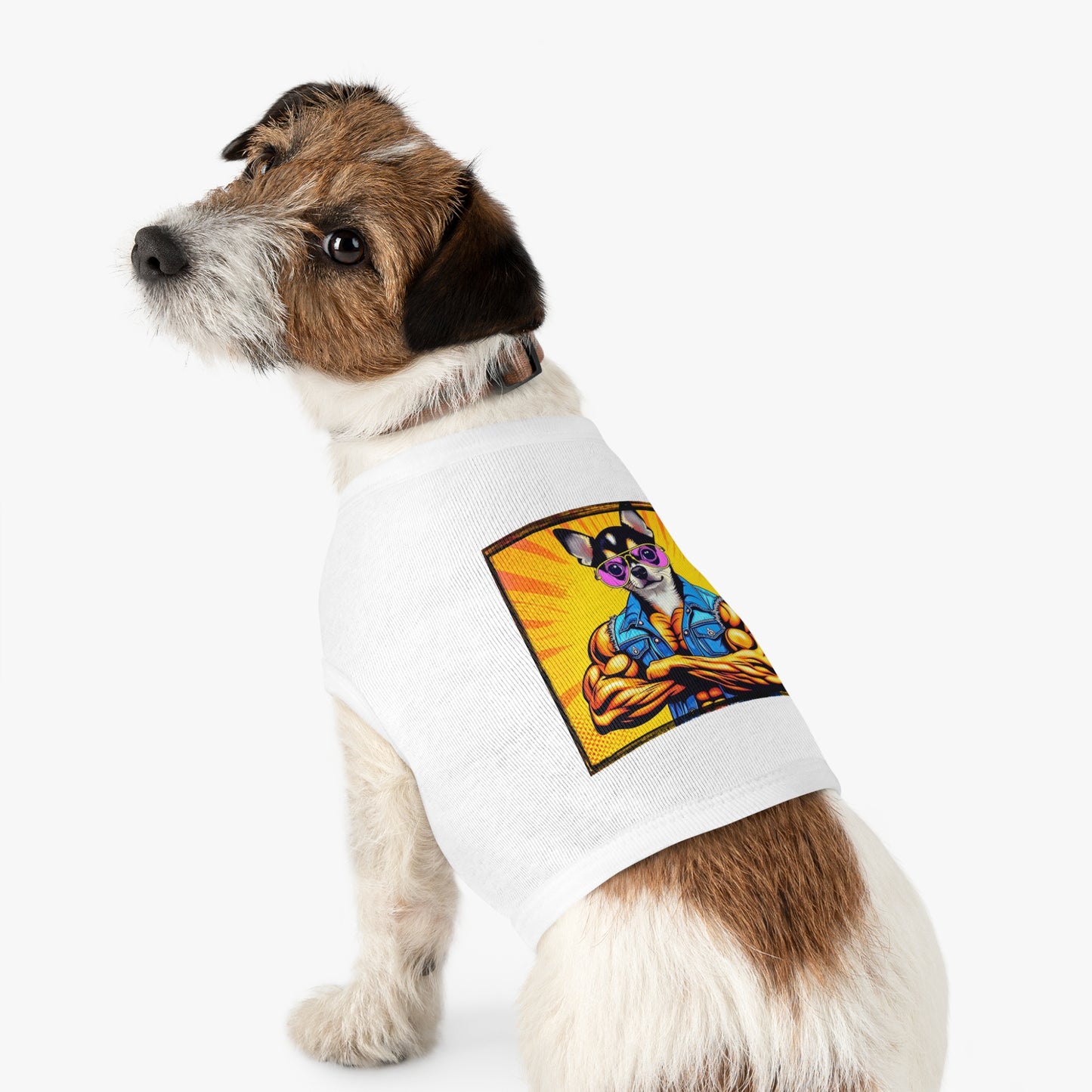 Pet Tank Top Chihuahua golden muscles t shirt Pets Printify