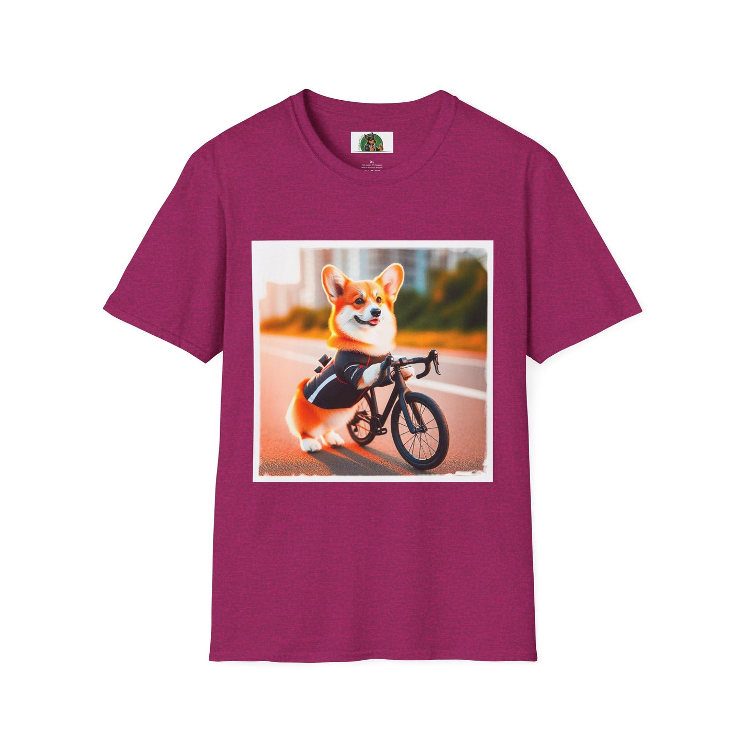 Pembroke Welsh Corgi tiny bike shirt T-Shirt Printify S Antique Heliconia