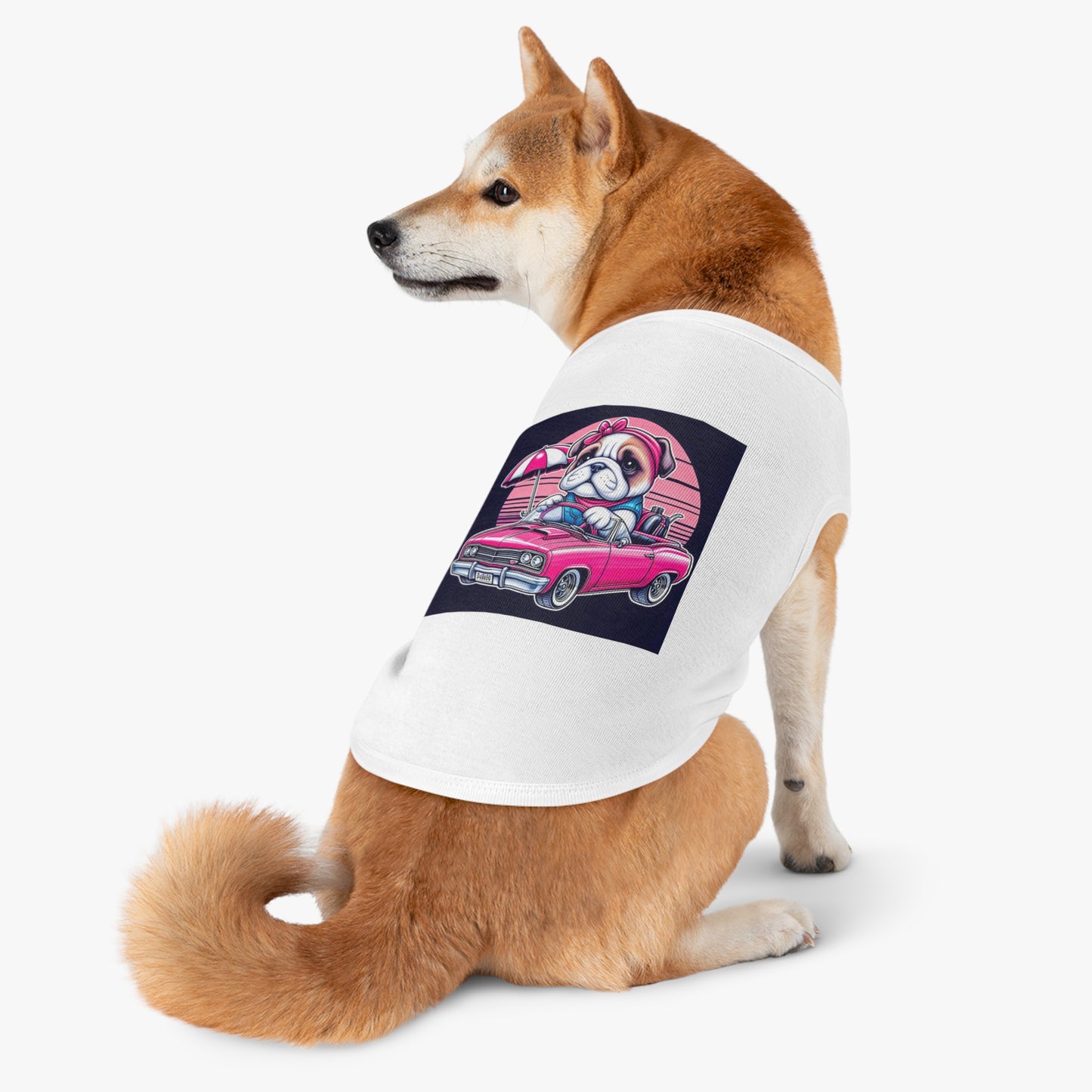 Wacky Pet Tank Top Bulldog tiny pink. car t shirt