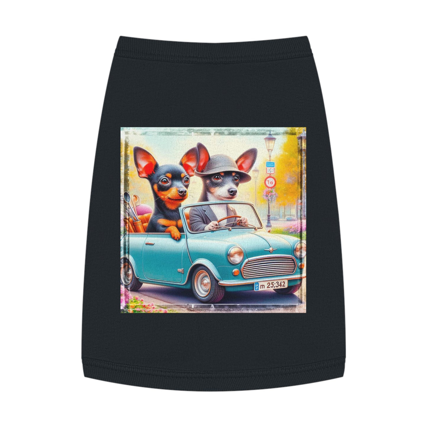 Wacky Pet Tank Top Rat Terrier couple driving Pets Printify M Black