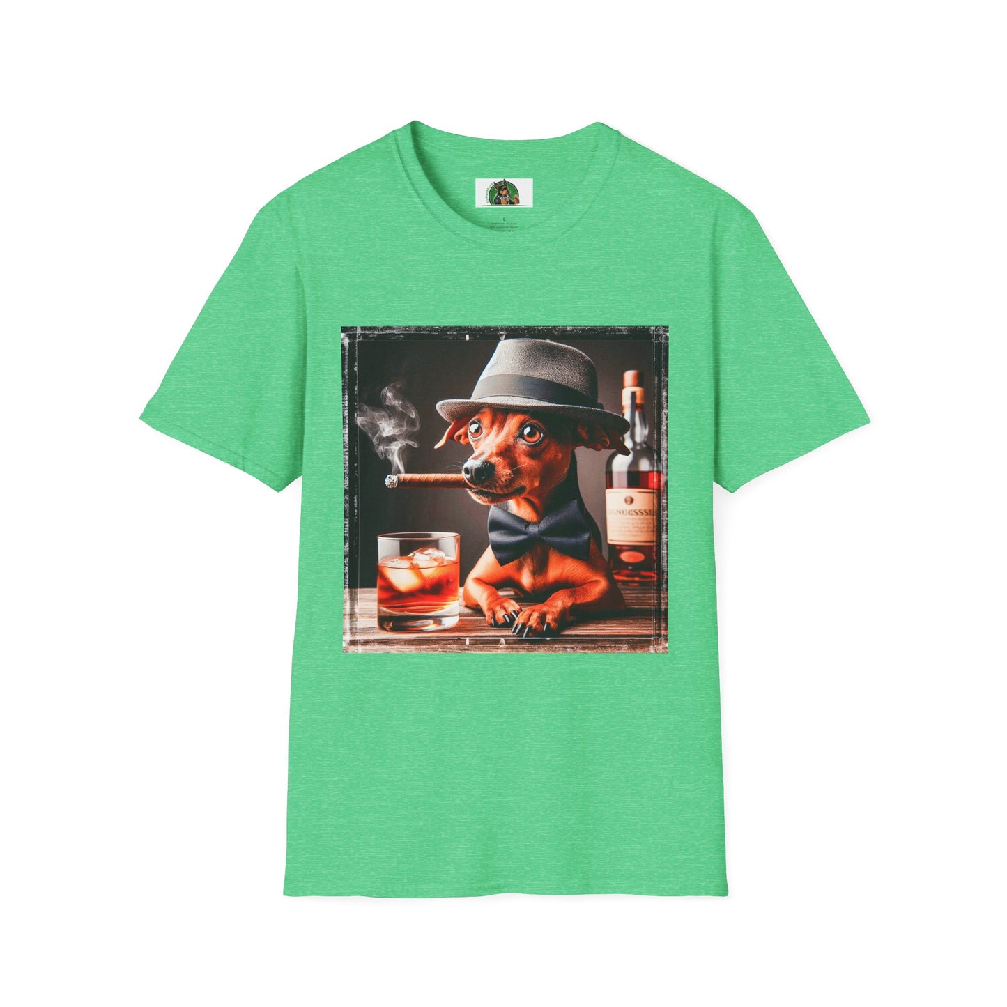 Min Pin T-Shirt cigars and whiskey T-Shirt Printify S Heather Irish Green