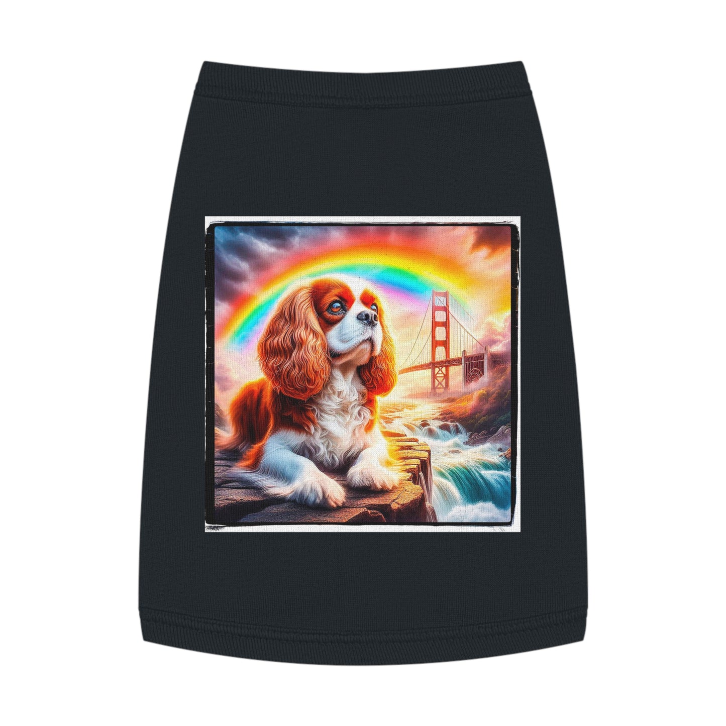 Pet Tank Top Cavalier King Charles Spaniel Rainbow bridge T Shirt Pets Printify M Black