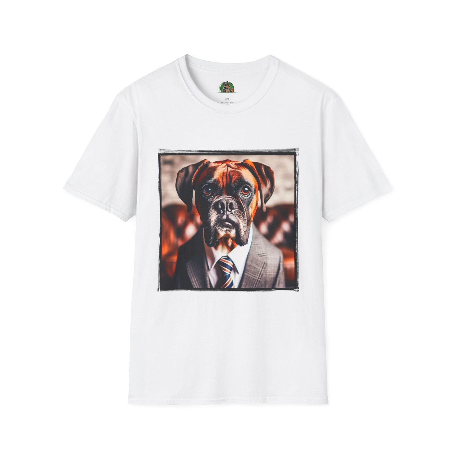 Boxer Dog In Suit Shirt T-Shirt Printify XS White
