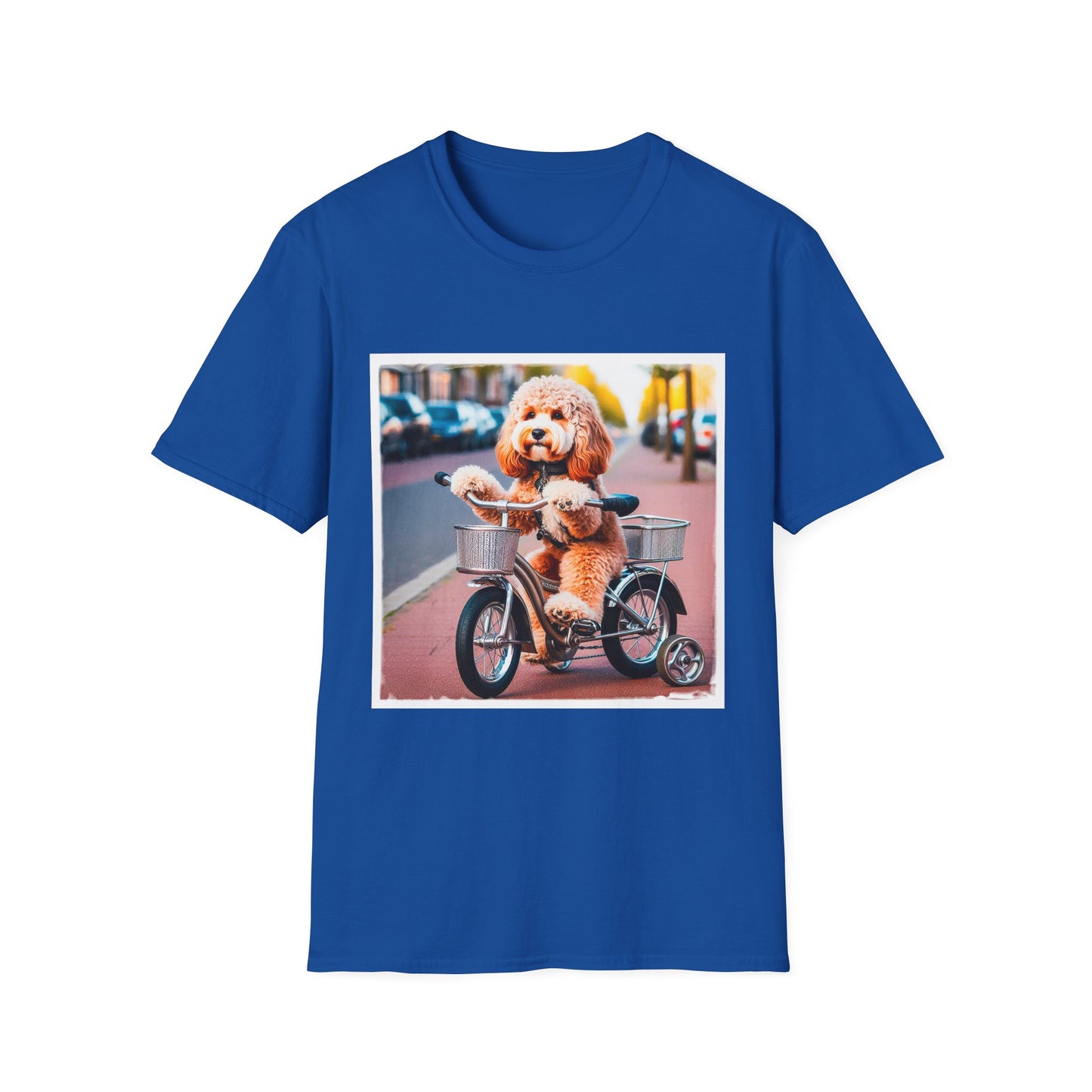 CockerPoo bike stroll t shirt T-Shirt Printify XS Royal