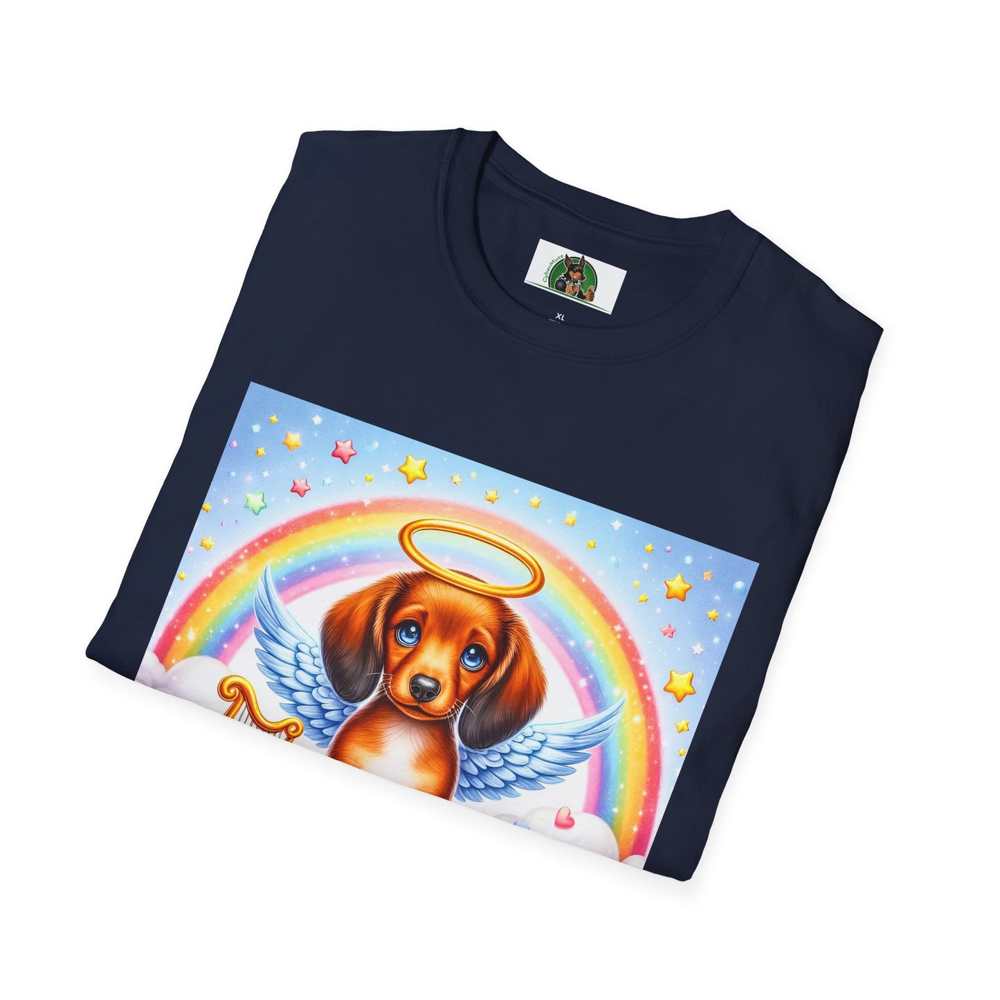 Dachshund glowing angel t shirt T-Shirt Printify