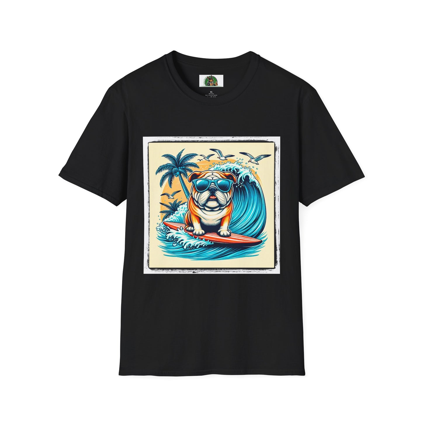 Bulldog Palm Springs t shirt T-Shirt Printify XS Black