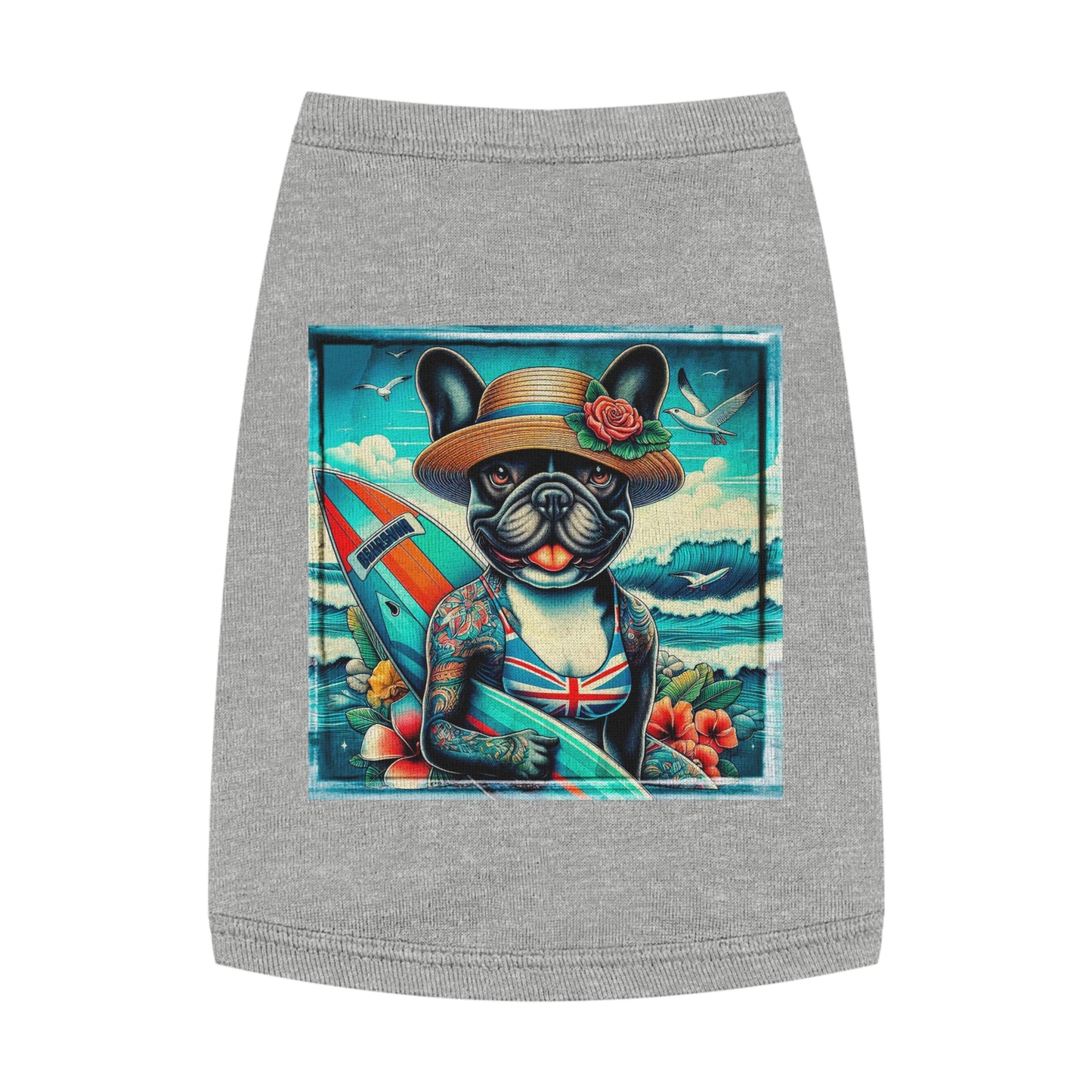 Pet Tank Top French Bulldog beach beauty t shirt Pets Printify M Heather