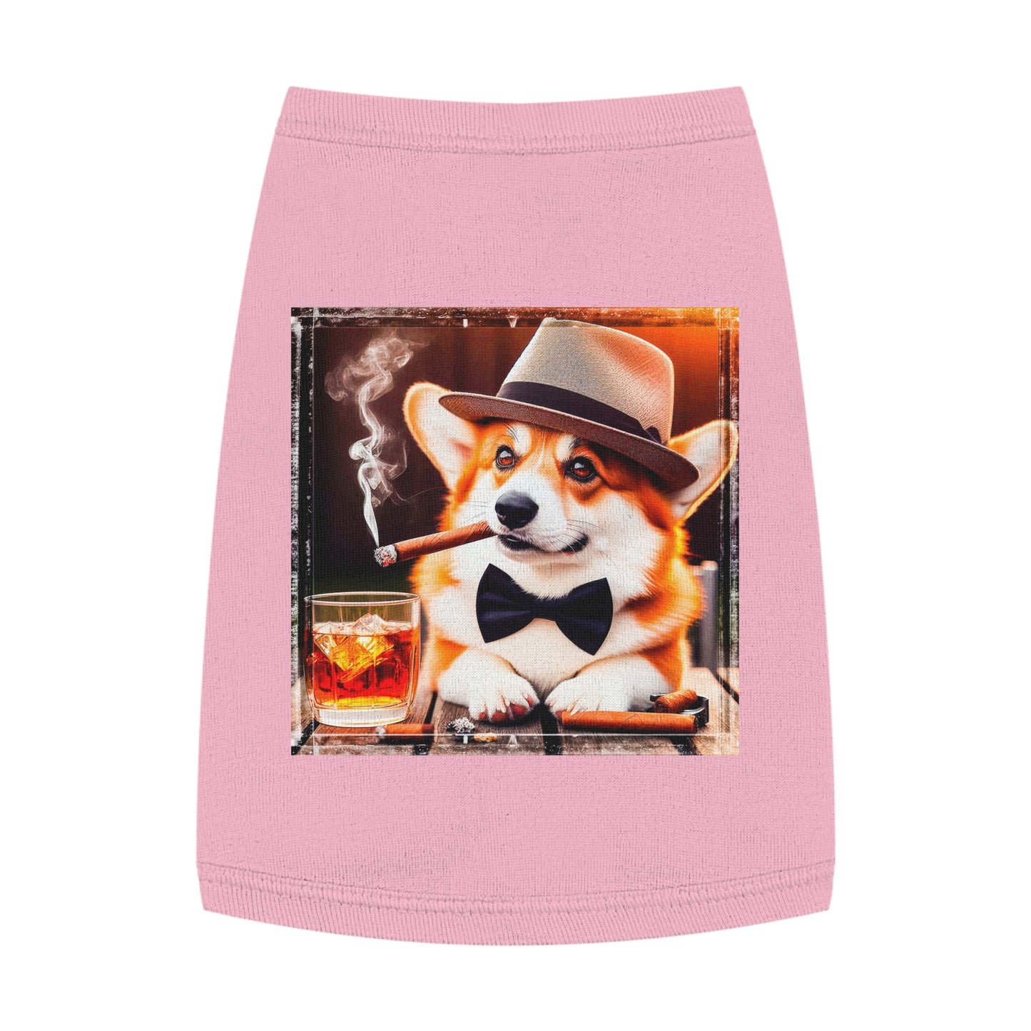 Pembroke Welsh Corgi cigars and whiskey Pets Printify M Pink