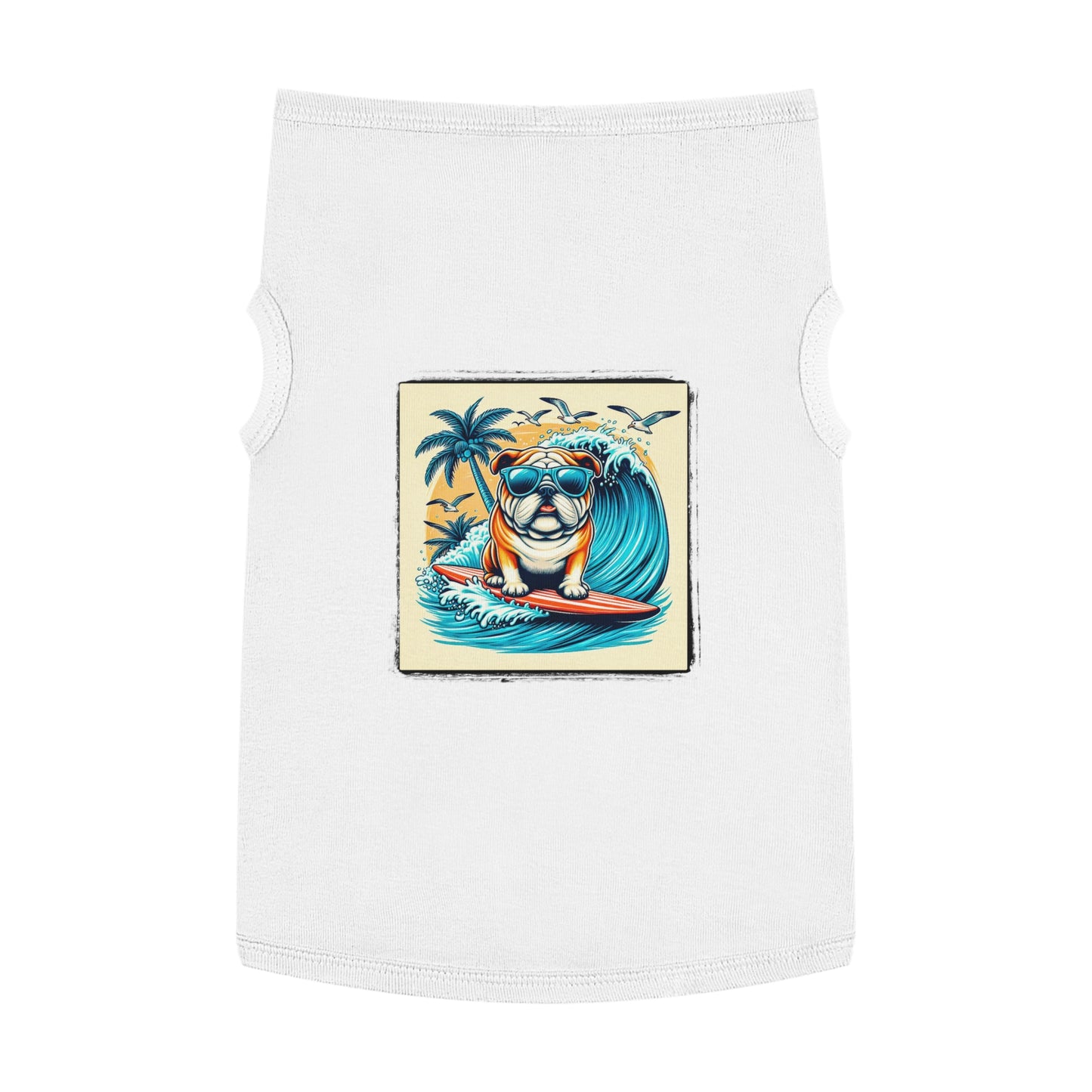 Pet Tank Top Bulldog Hawaiian surf t shirt Pets Printify XL White