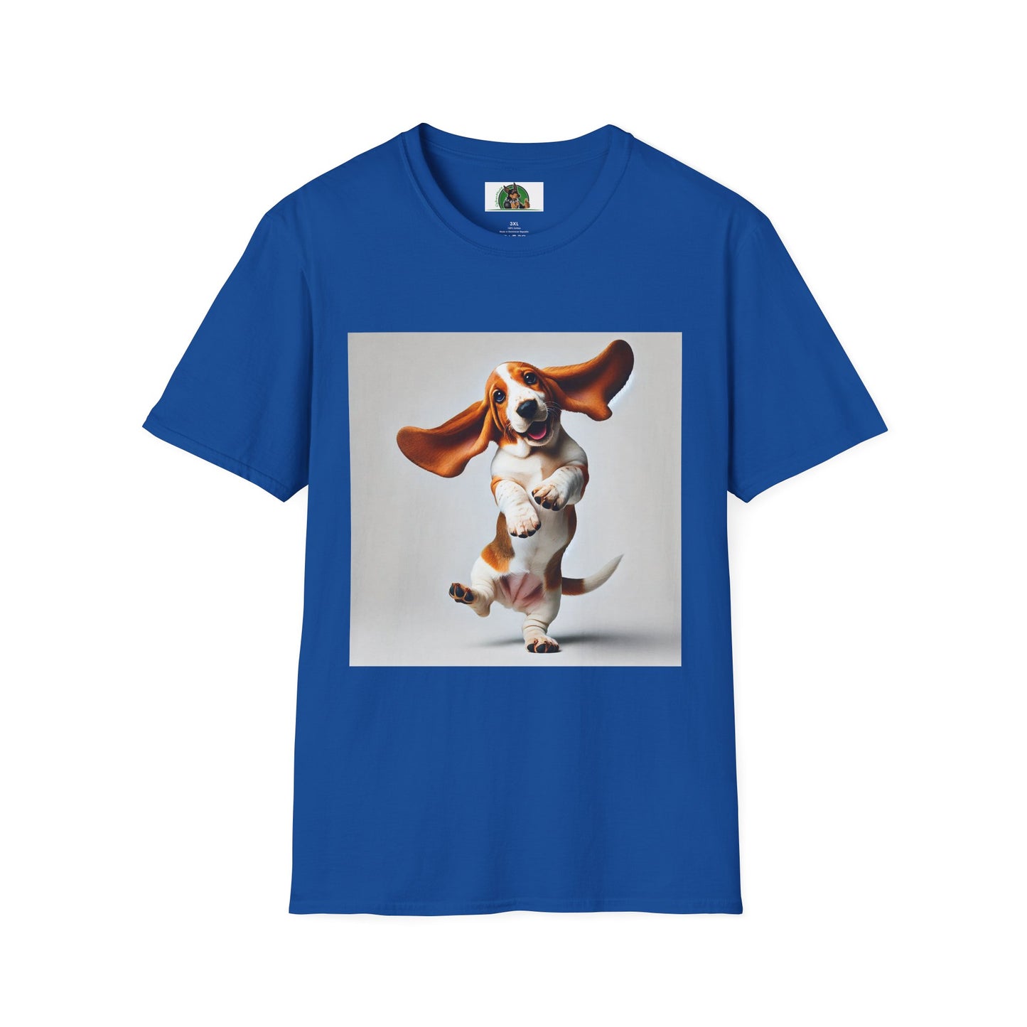 Bassett Hound T-Shirt - Dancing Dog Design T-Shirt Printify XS Royal