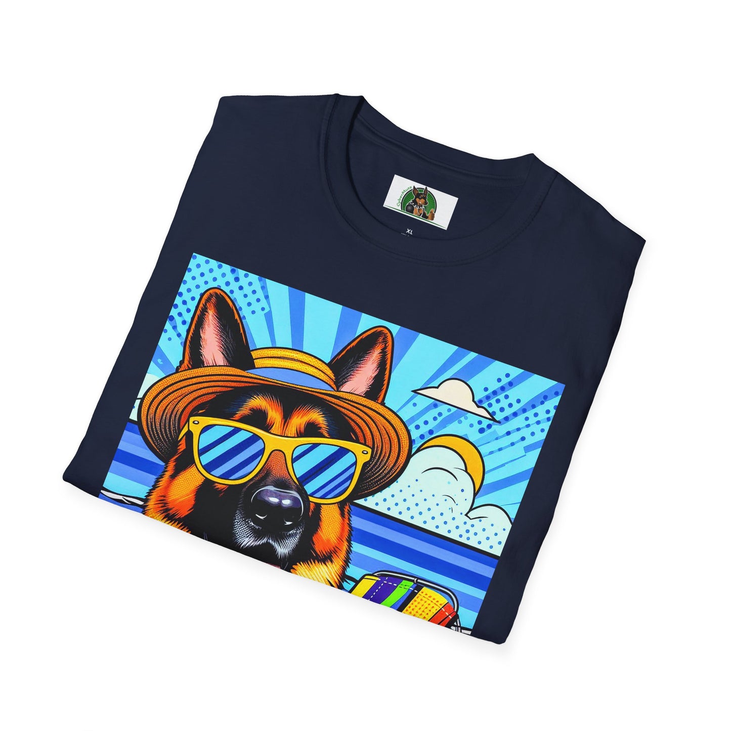 German Shepherd beach puppy shirt T-Shirt Printify