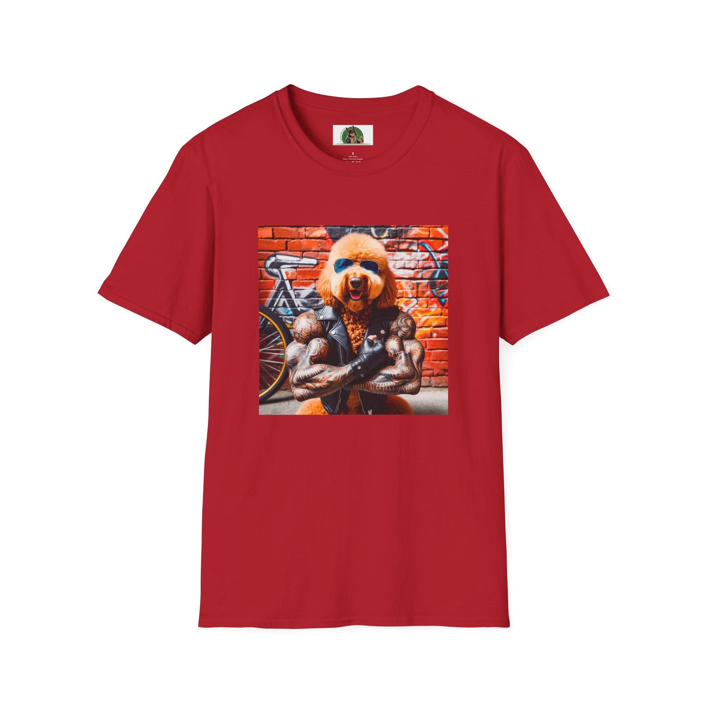 Golden Doodle tough guy muscles t shirt T-Shirt Printify S Cherry Red