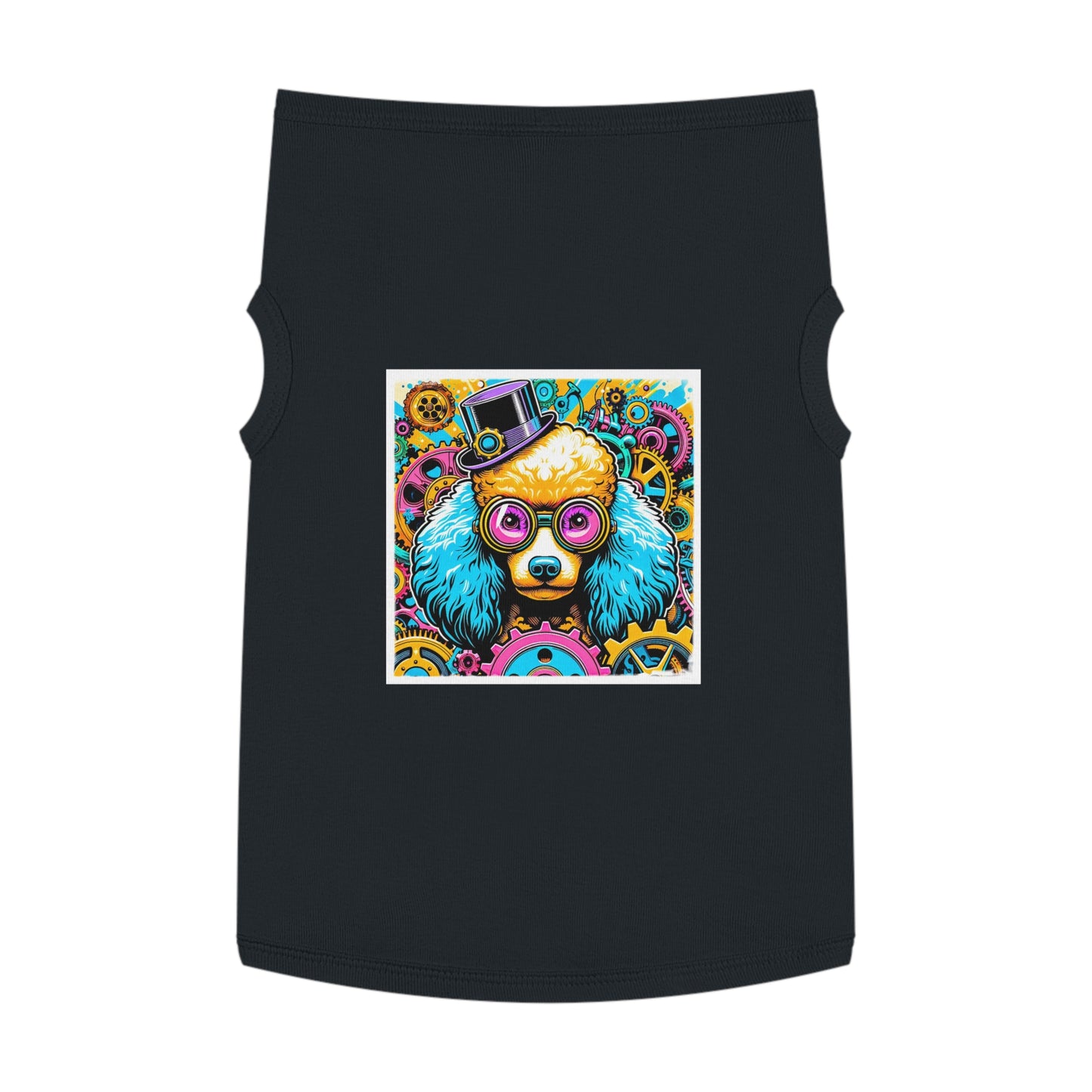 Pet Tank Top Poodle pink and blue steam punk Pets Printify XL Black