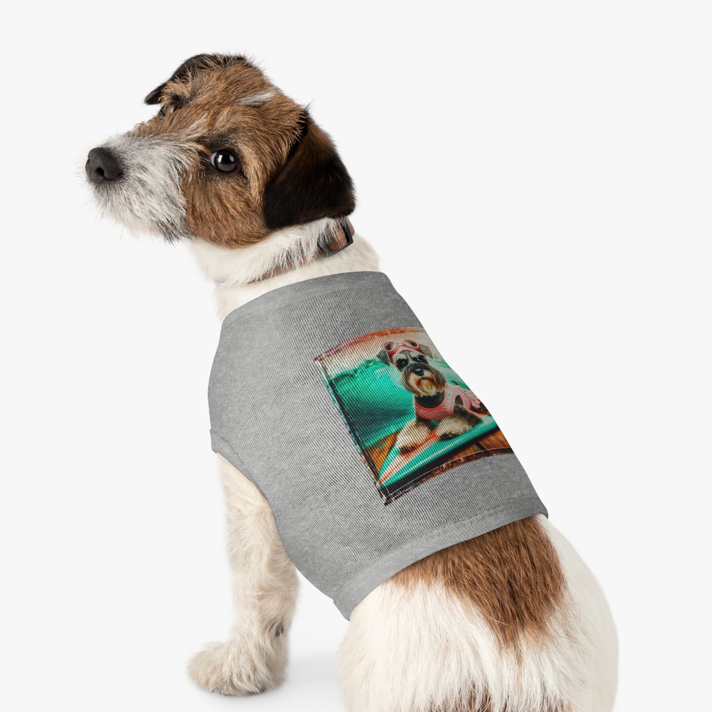 Pet Tank Top Miniature Schnauzer princess surfer Pets Printify
