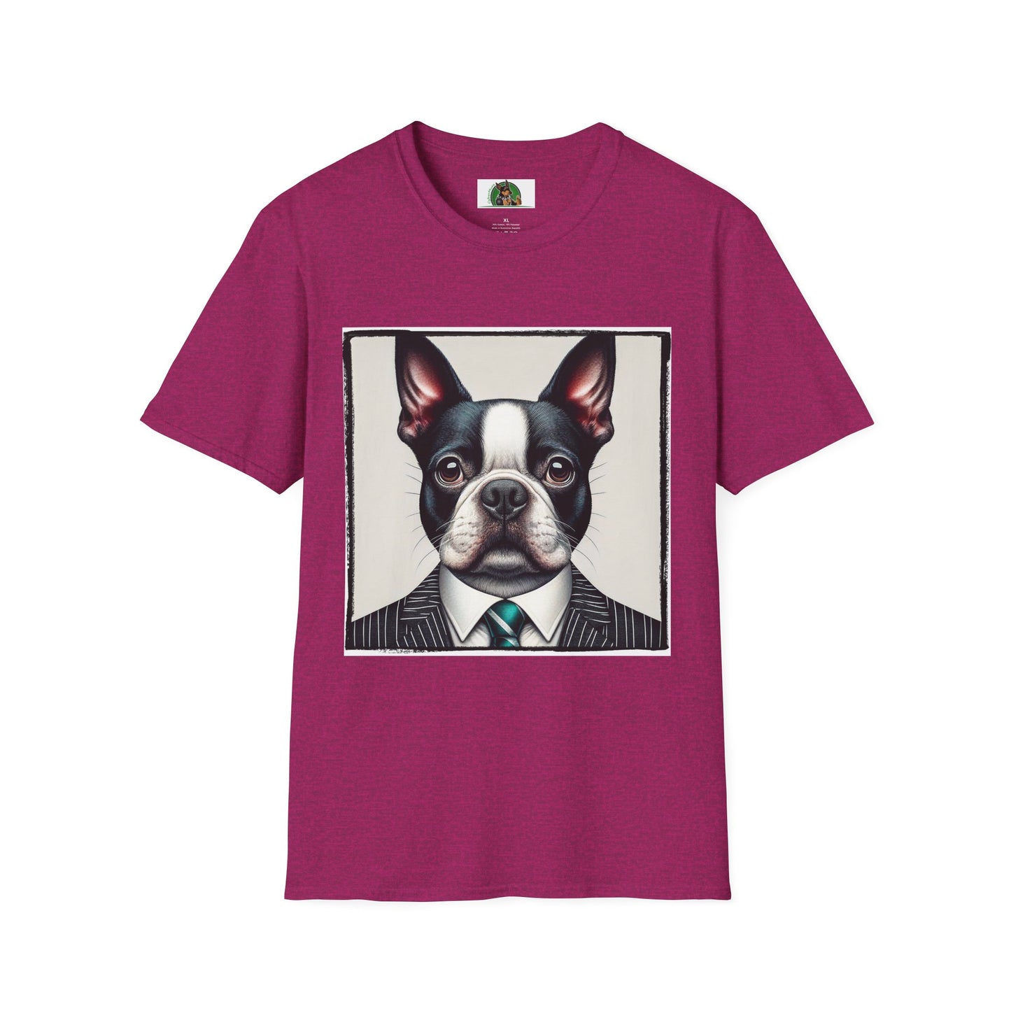 Boston Terrier In Suit Shirt T-Shirt Printify S Antique Heliconia