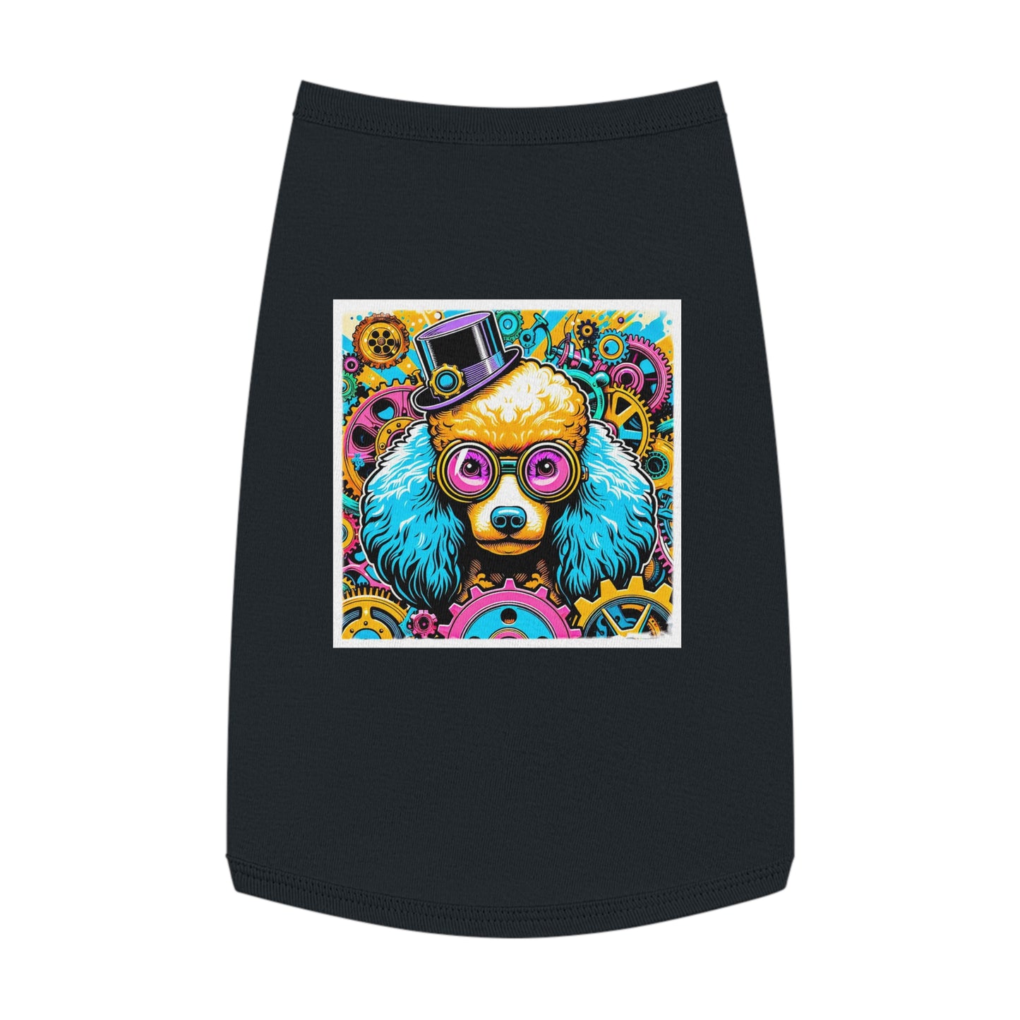 Pet Tank Top Poodle pink and blue steam punk Pets Printify L Black