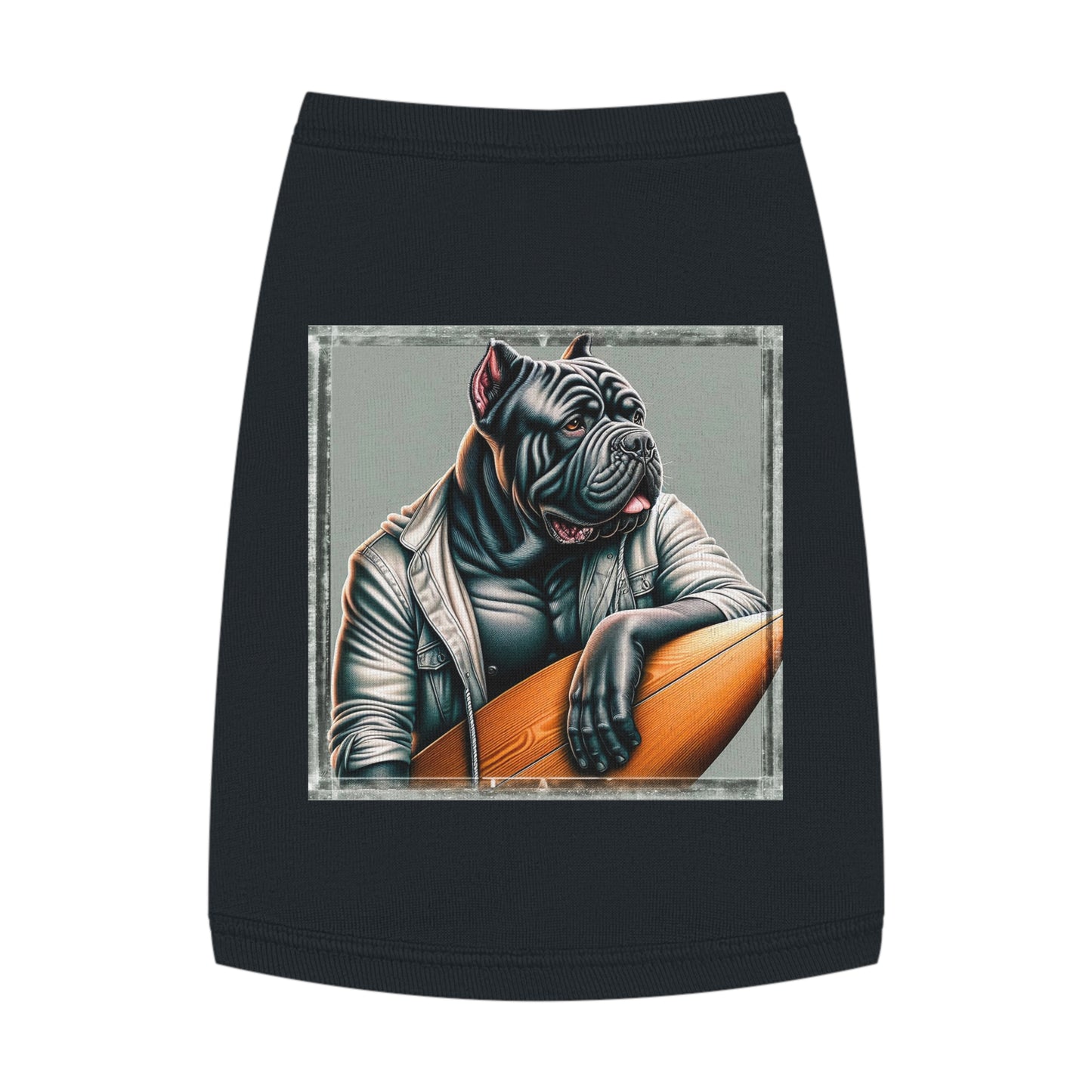 Pet Tank Top Cane Corso In Leather Jacket Surfer Pets Printify M Black