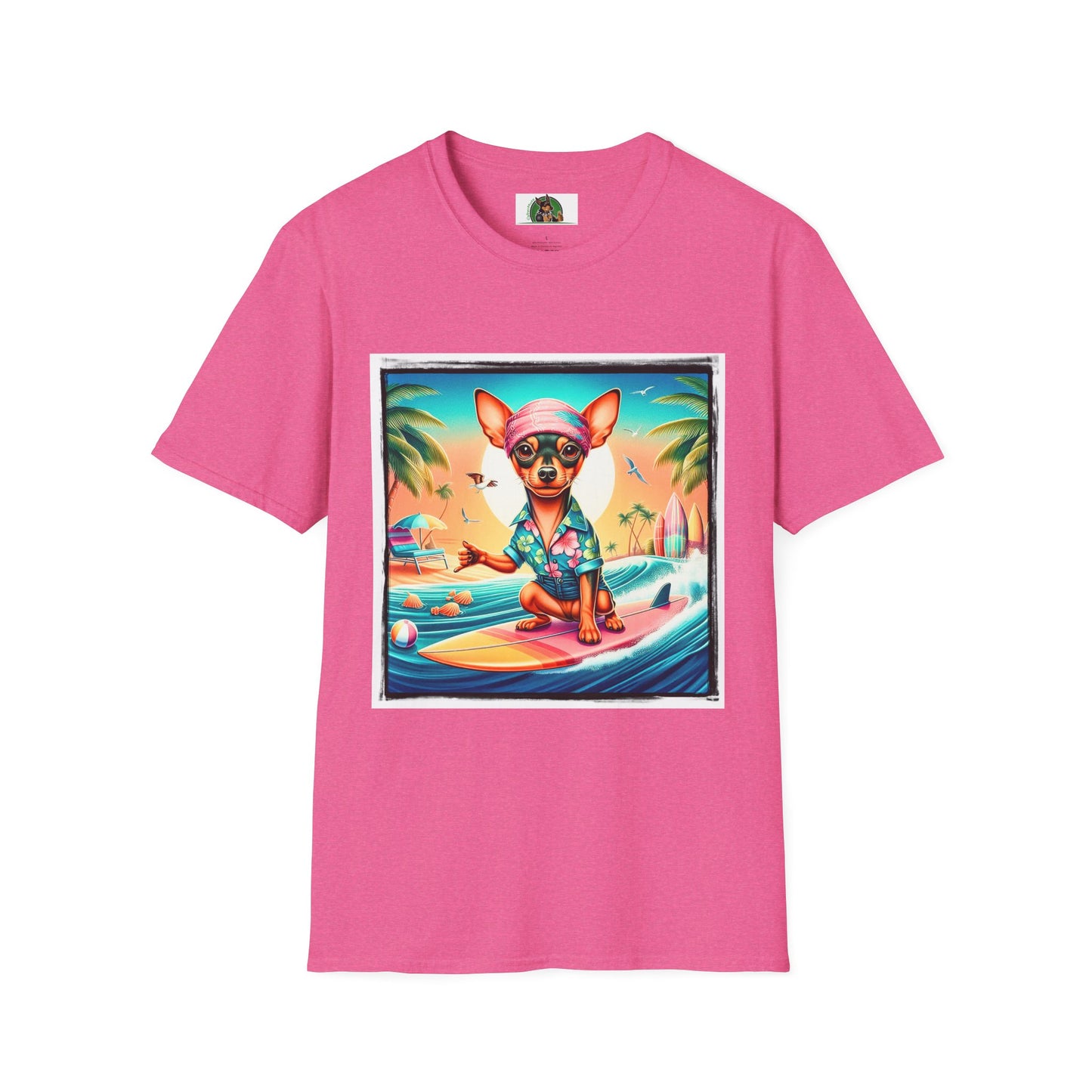 Min Pin T-Shirt Hawaiian surfing T-Shirt Printify S Heather Heliconia