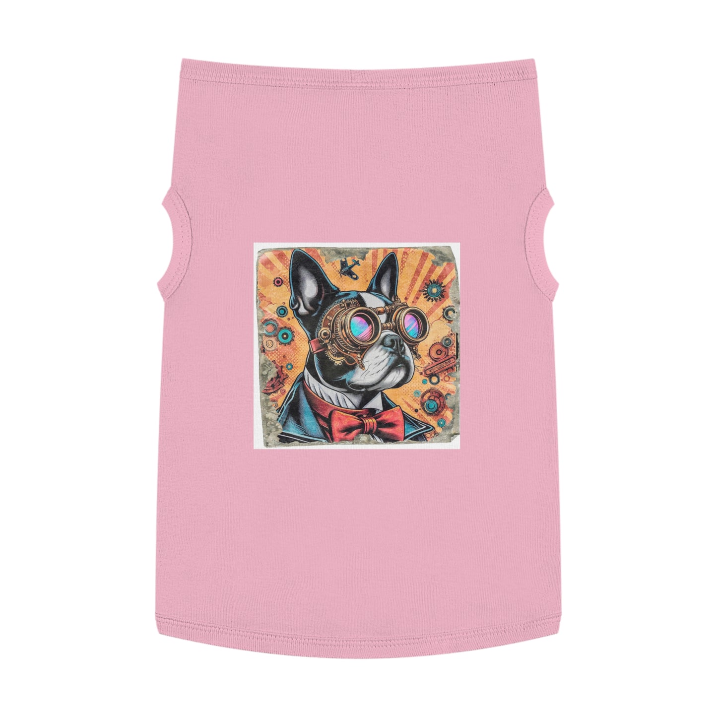 Pet Tank Top Boston Terrier Steampunk Dog Pets Printify XL Pink