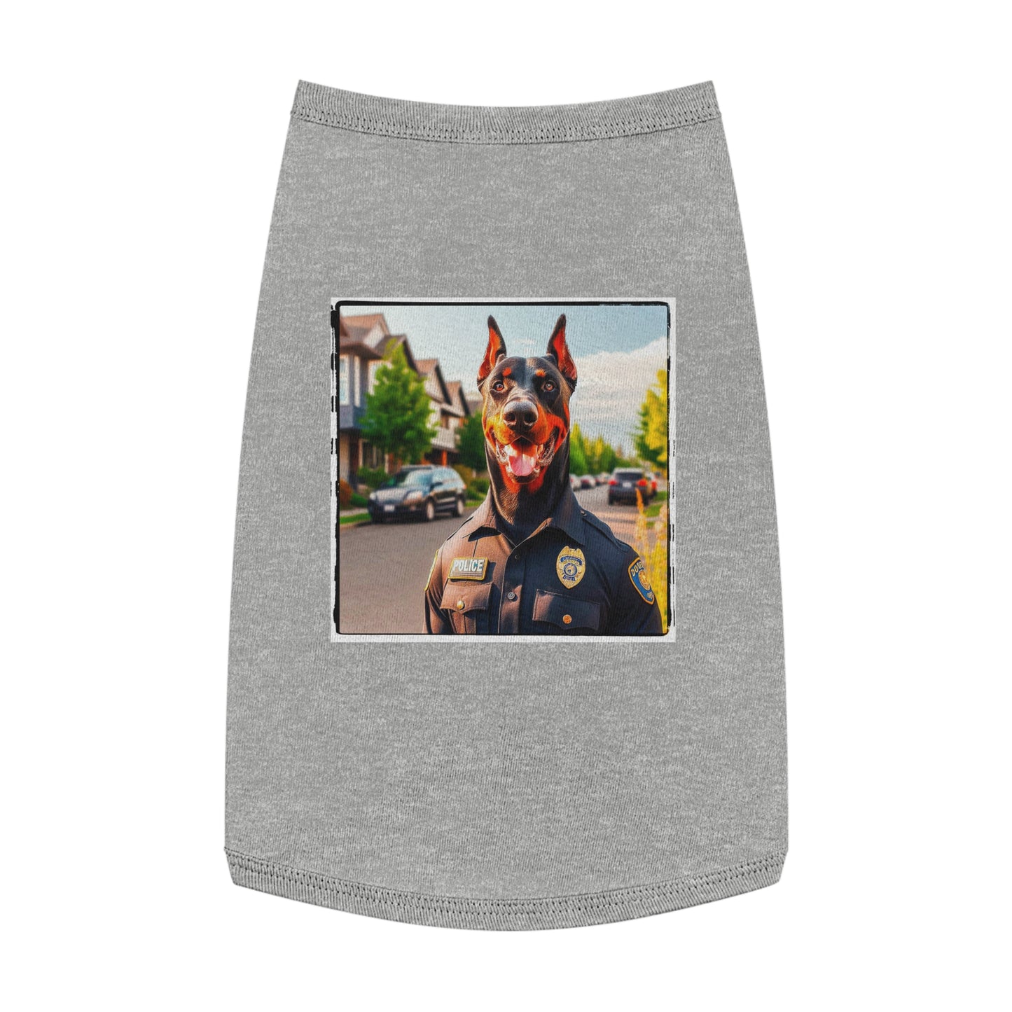 Pet Tank Top Doberman neighborhood police watch t shirt Pets Printify L Heather