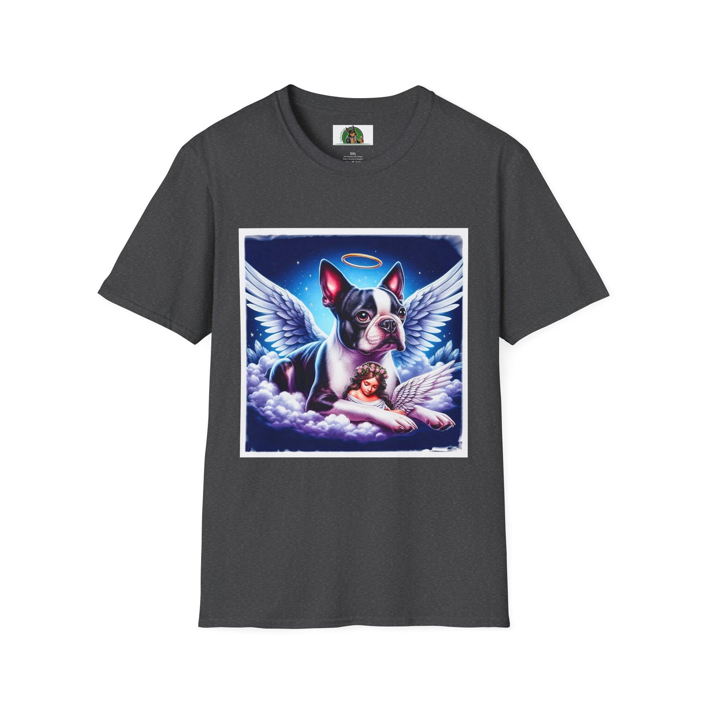 Boston Terrier Angel And Girl Shirt T-Shirt Printify XS Dark Heather