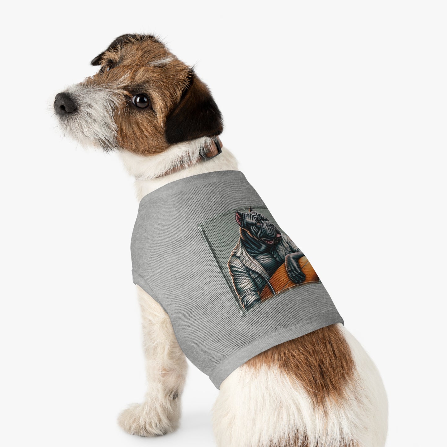 Pet Tank Top Cane Corso In Leather Jacket Surfer Pets Printify
