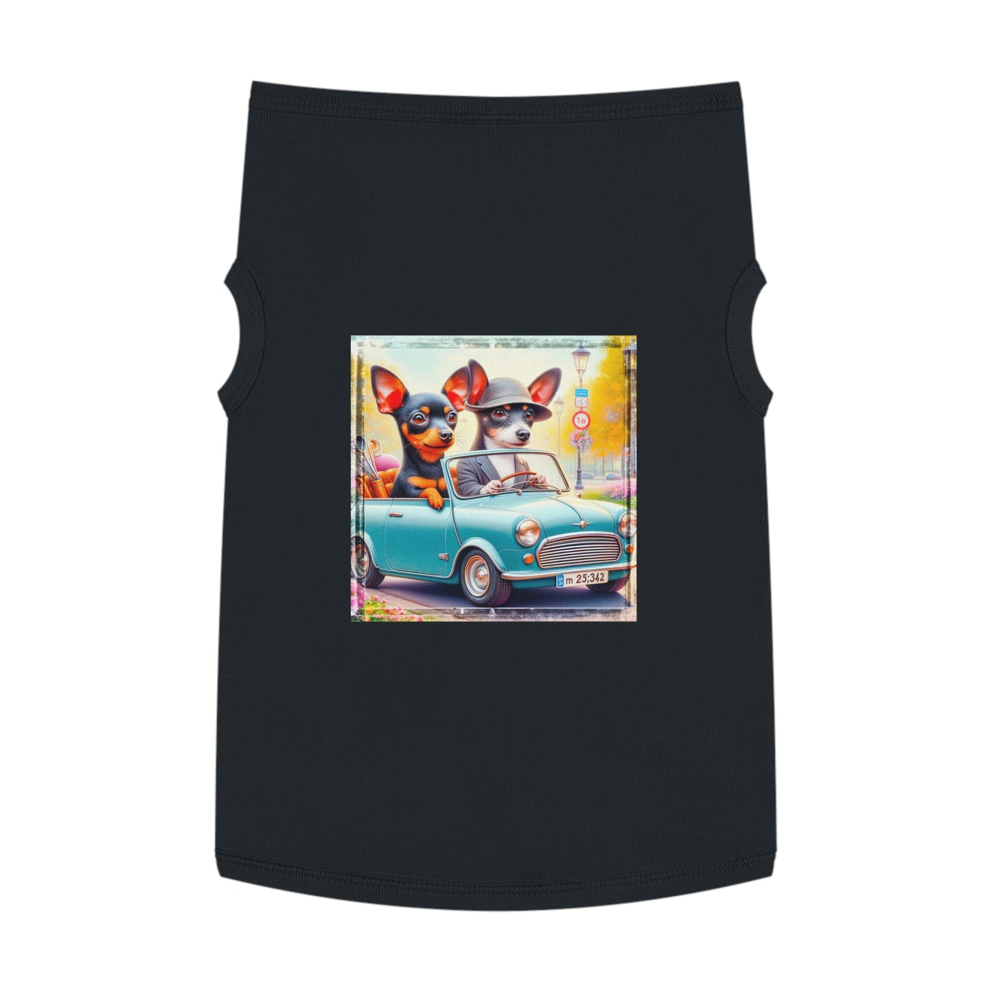 Wacky Pet Tank Top Rat Terrier couple driving Pets Printify XL Black