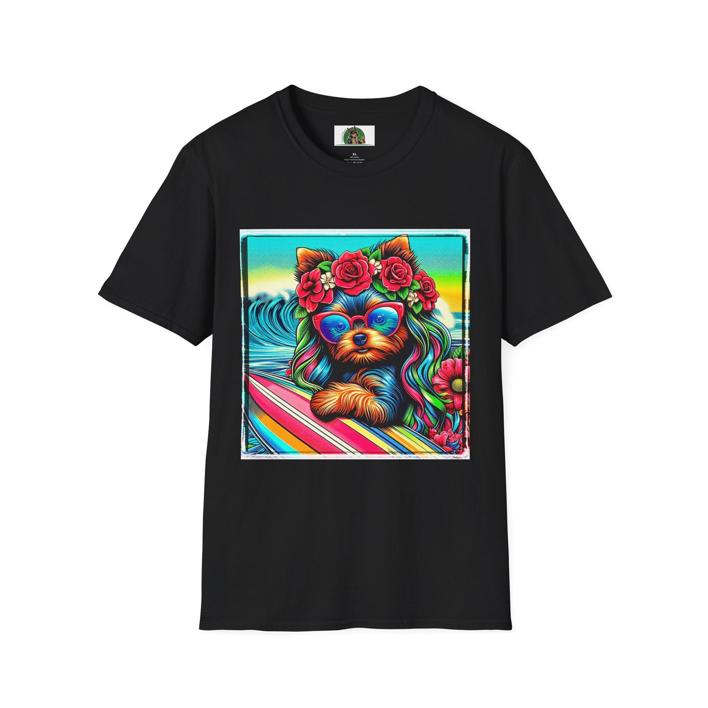 Yorkie flower girl shirt T-Shirt Printify XS Black