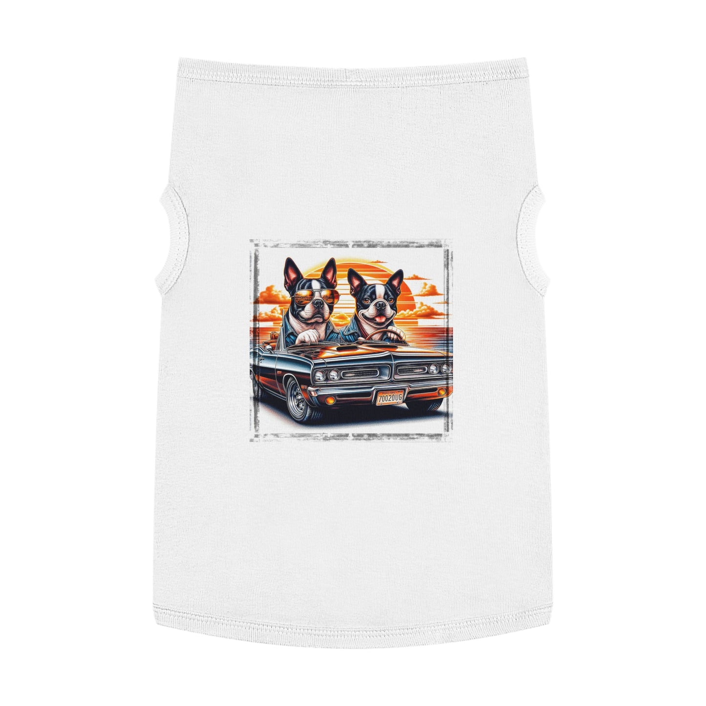 Pet Tank Top - Wacky Boston Terrier Friends Driving Design Pets Printify XL White