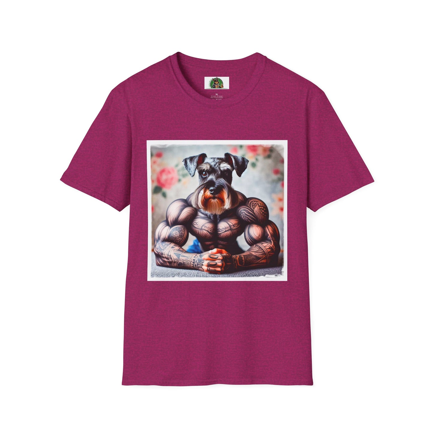 Miniature Schnauzer arm day shirt T-Shirt Printify S Antique Heliconia