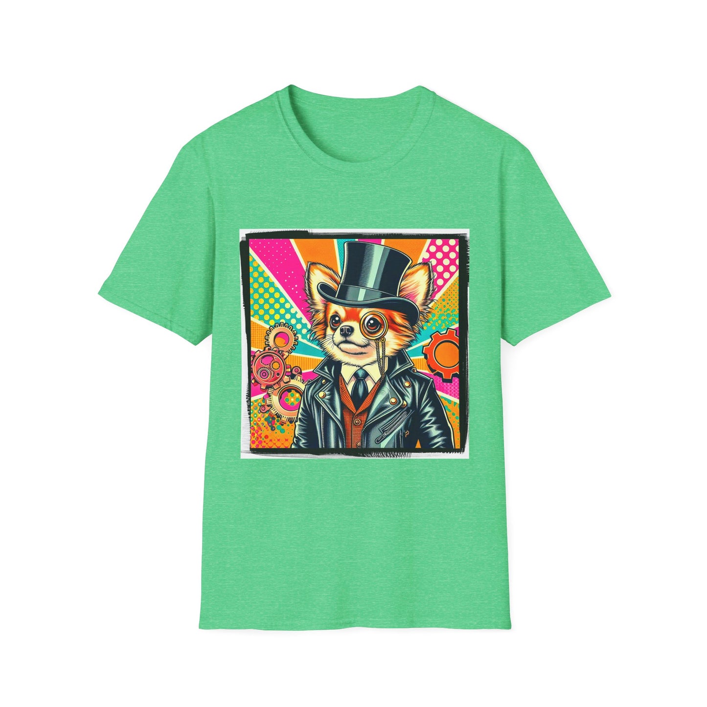 Chihuahua steampunk t shirt T-Shirt Printify S Heather Irish Green