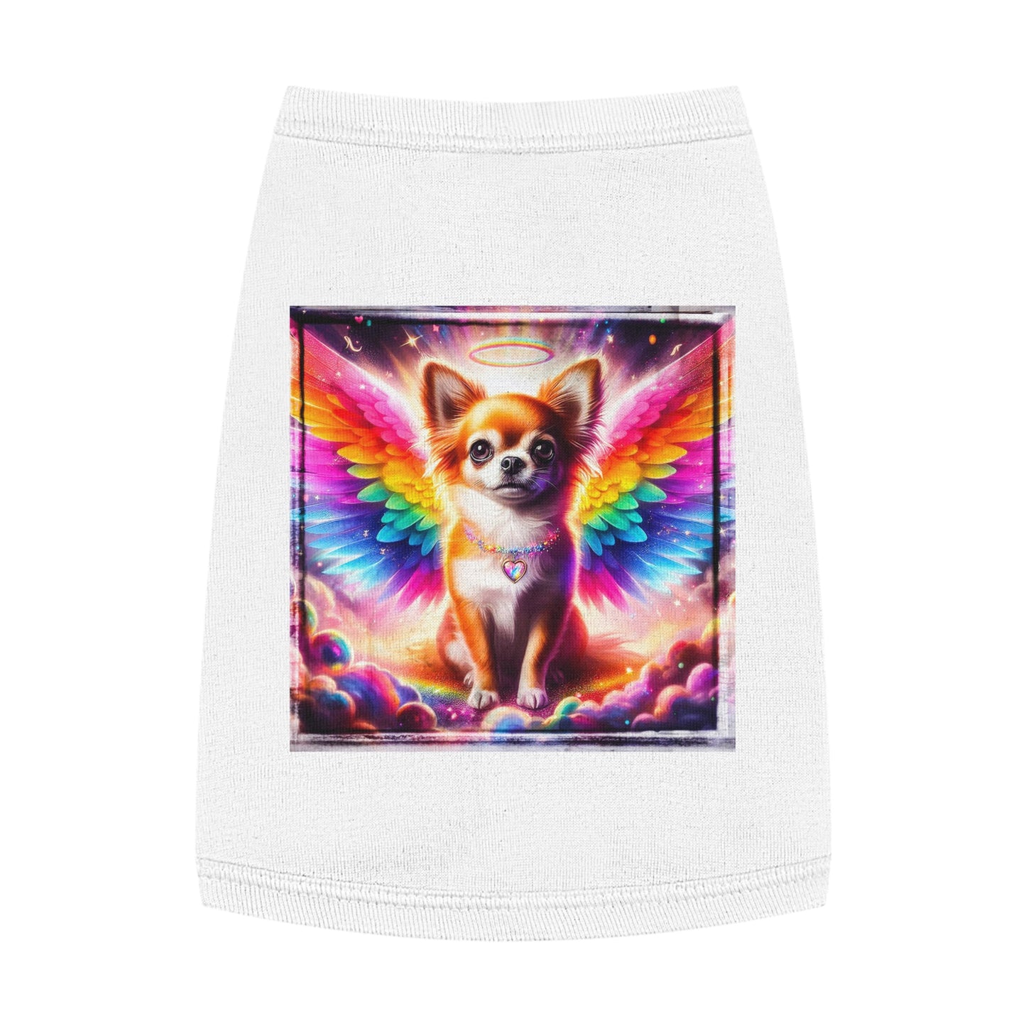 Pet Tank Top Chihuahua colorful wings t shirt Pets Printify