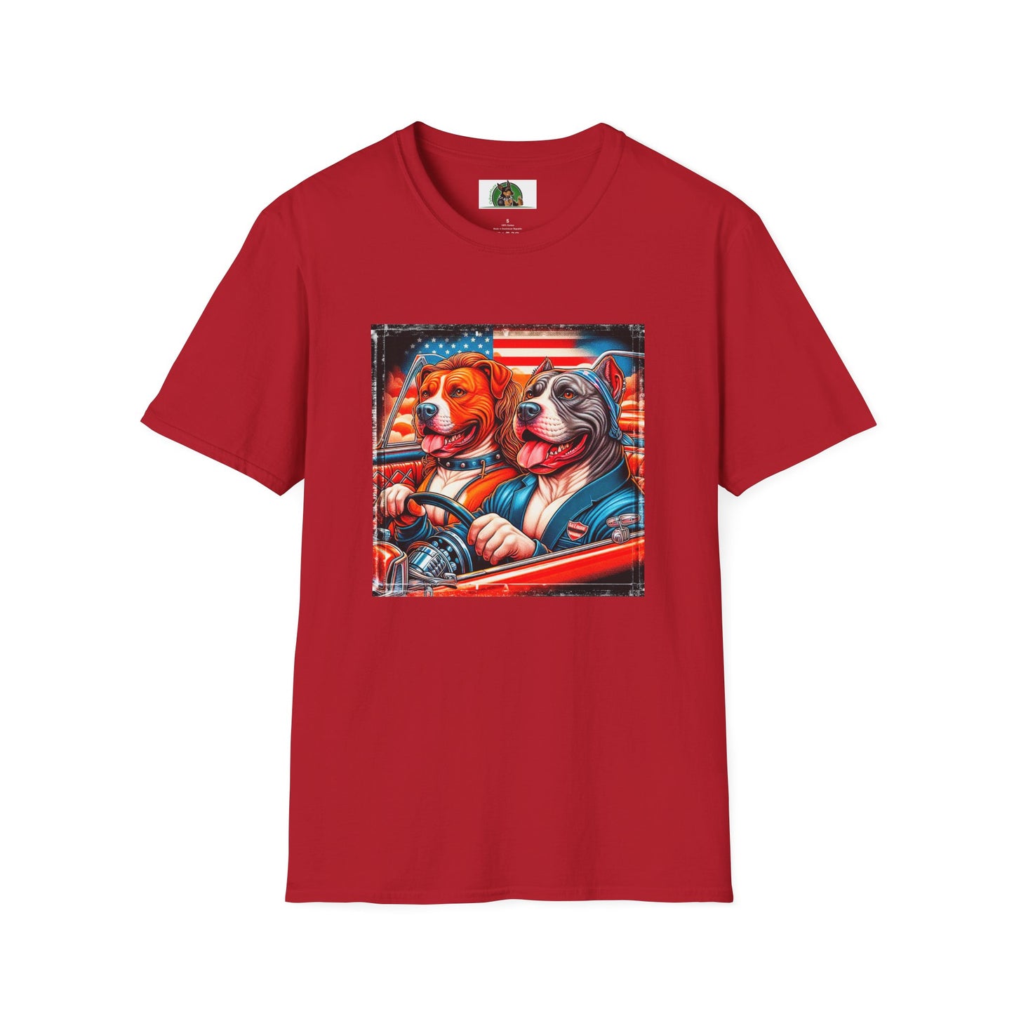 Wacky Pit Bull happy couple shirt T-Shirt Printify S Cherry Red