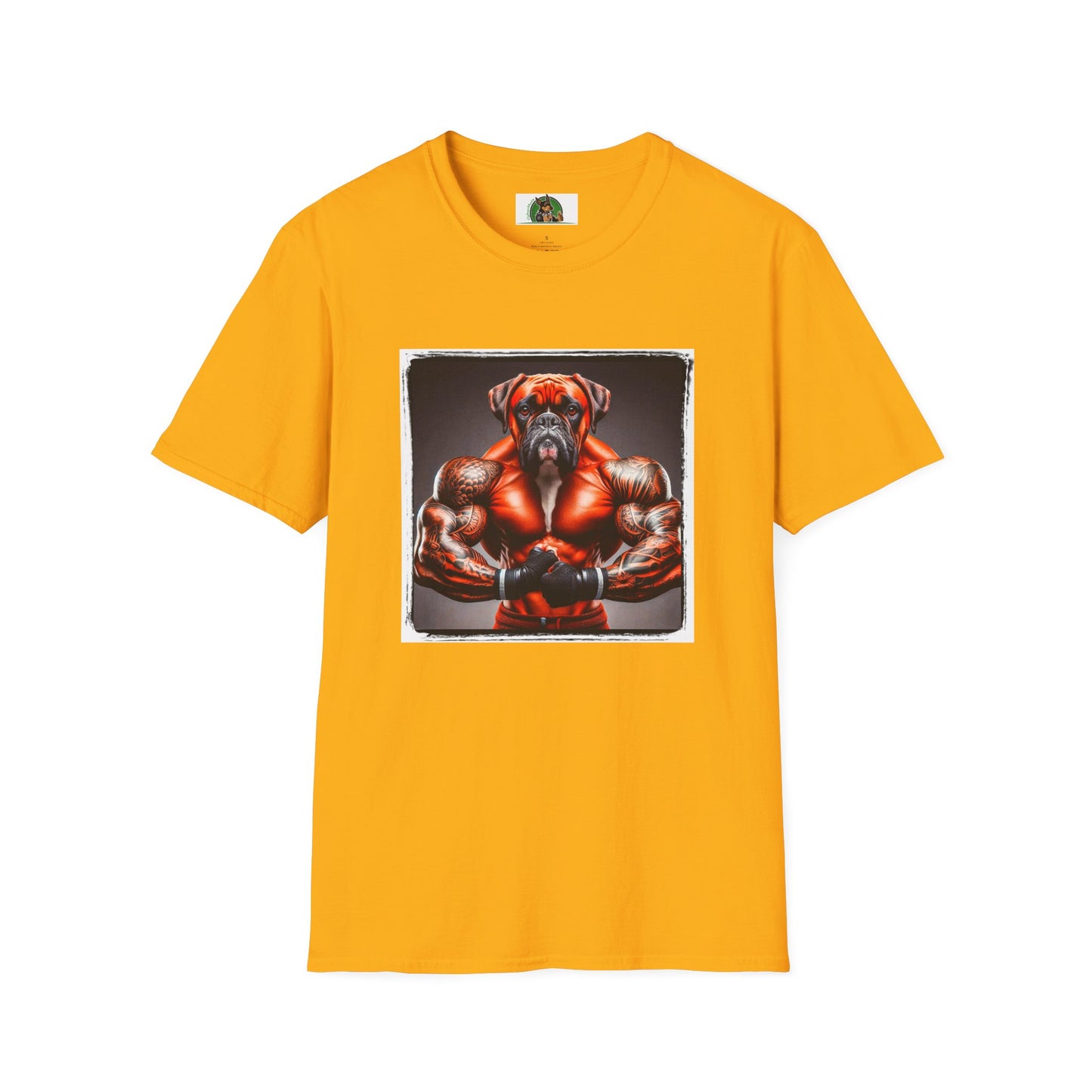 Boxer Muscle Dog Shirt T-Shirt Printify S Gold