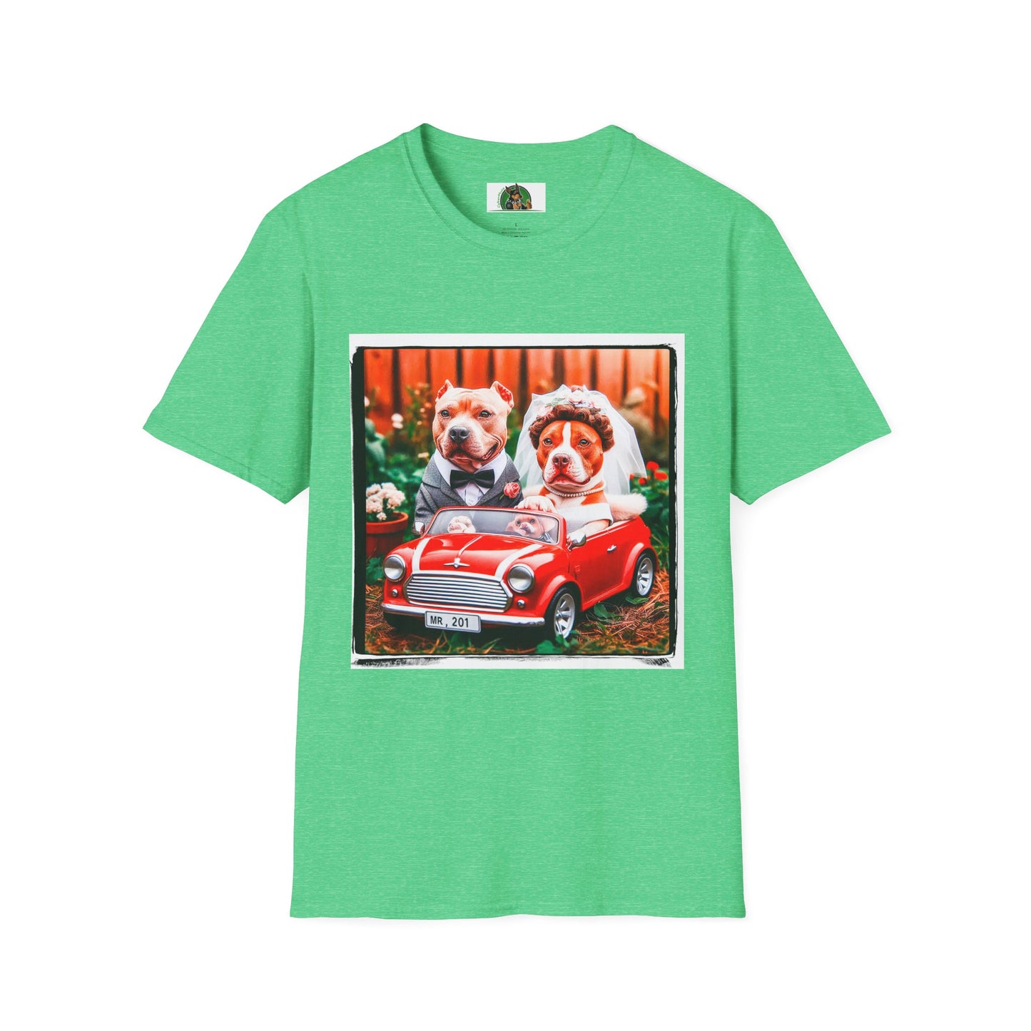 Wacky Pit Bull just married shirt T-Shirt Printify S Heather Irish Green