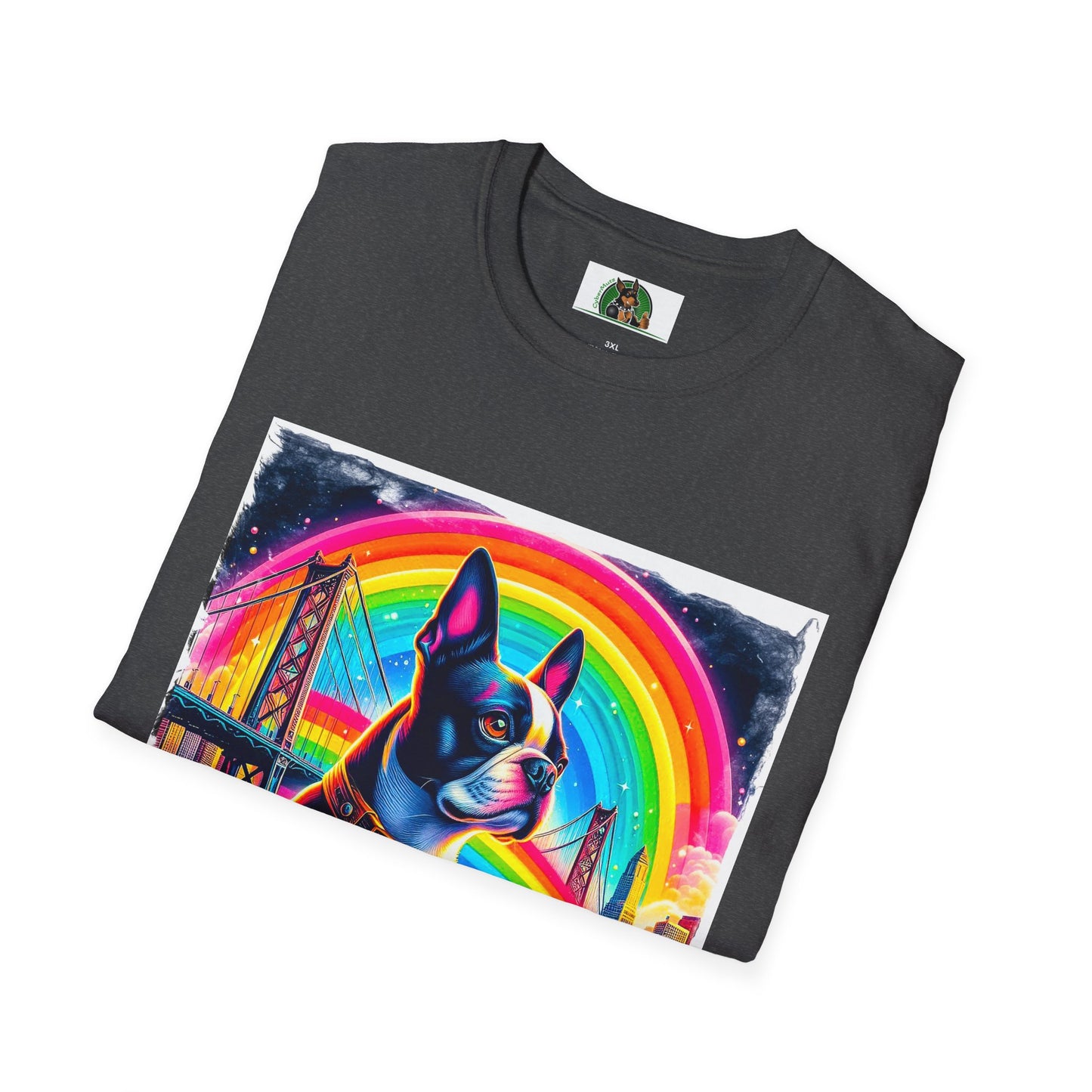 Boston Terrier Rainbow Bridge Dog At Beach T-Shirt Printify