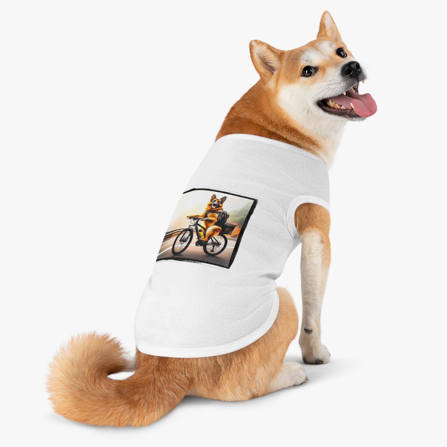 German Shepherd riding a bike shirt