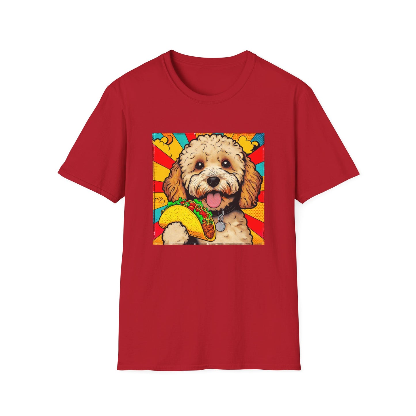 CockerPoo taco eating t shirt T-Shirt Printify S Cherry Red