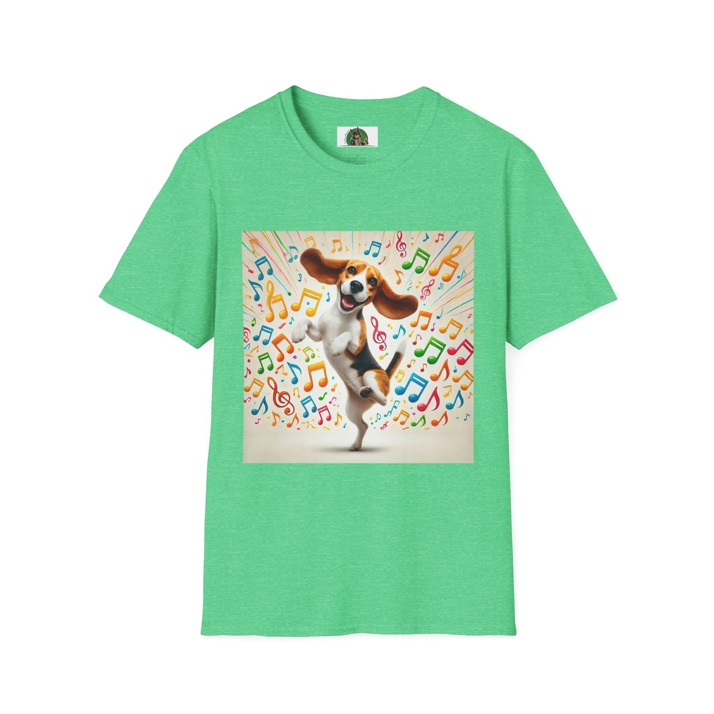 Beagle Dancing T-Shirt - Unisex Softstyle Tee T-Shirt Printify S Heather Irish Green