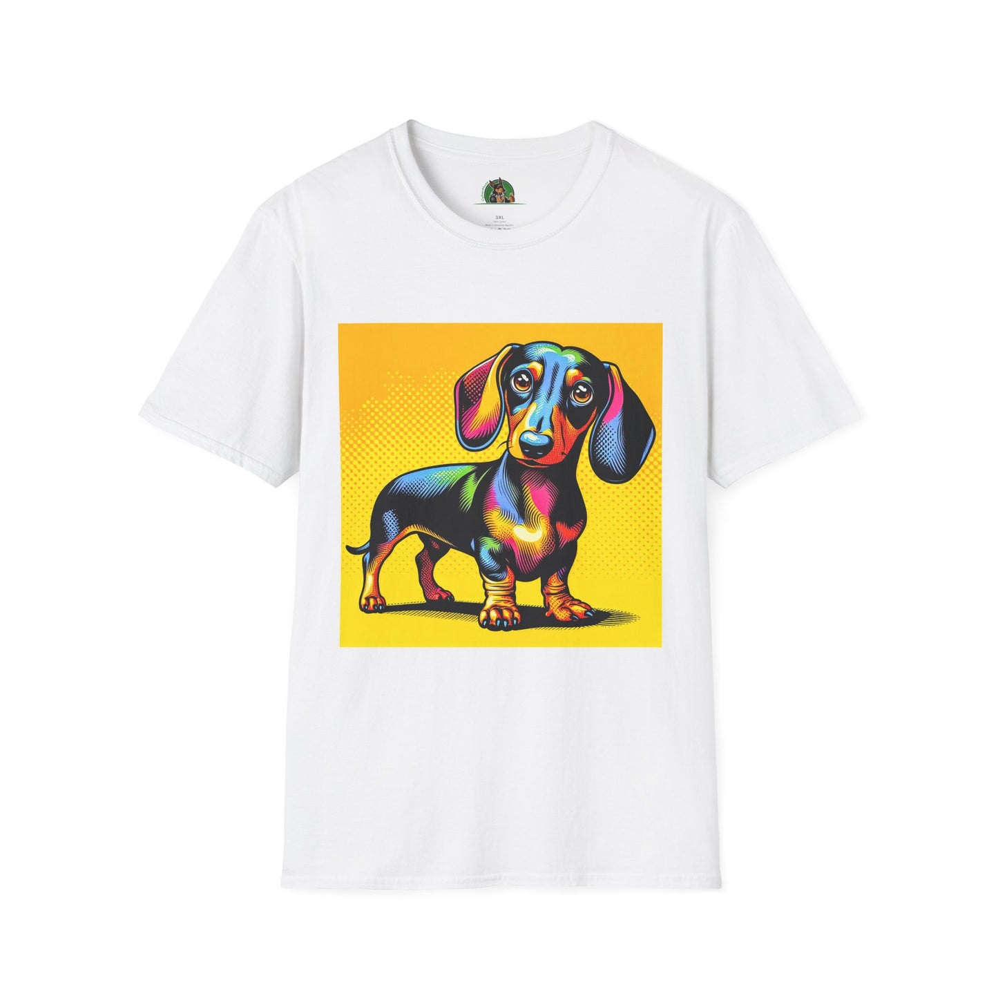 Dachshund colorful puppy t shirt T-Shirt Printify White S
