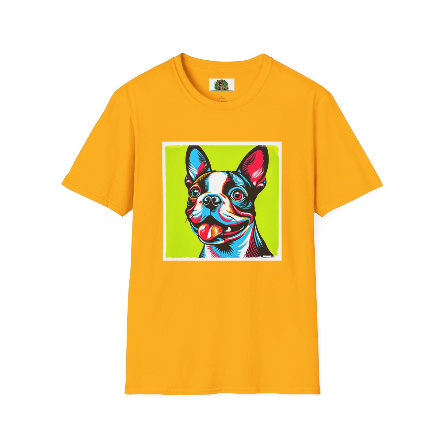 Boston Terrier Pop Art TShirt T-Shirt Printify S Gold