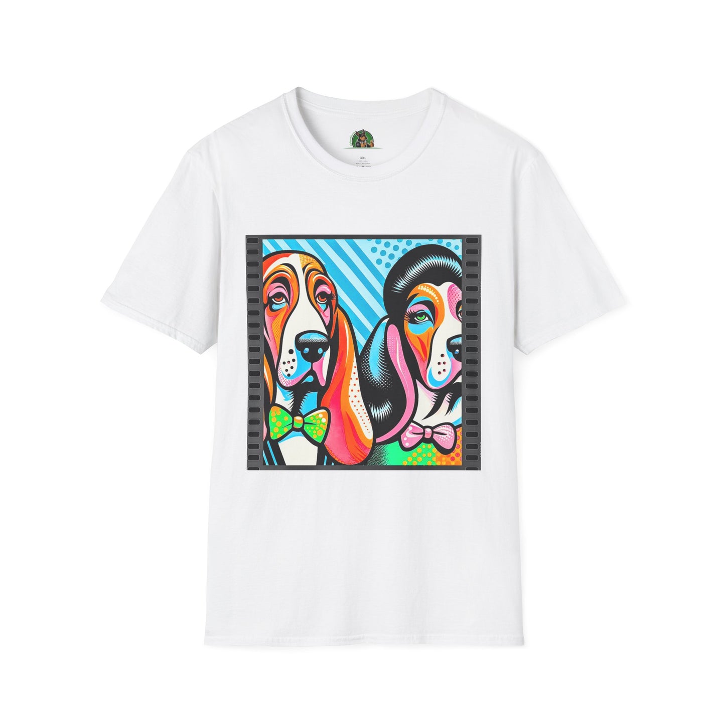 Basset Hound Colorful Couple Pop Art Pic T-Shirt Printify XS White
