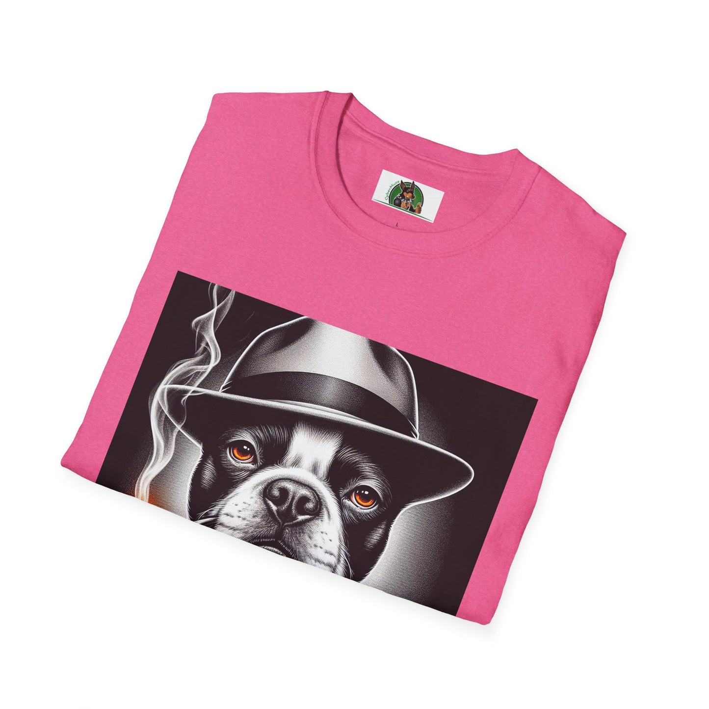Boston Terrier Dog Smoking Pipe Drinking Whiskey T-Shirt Printify