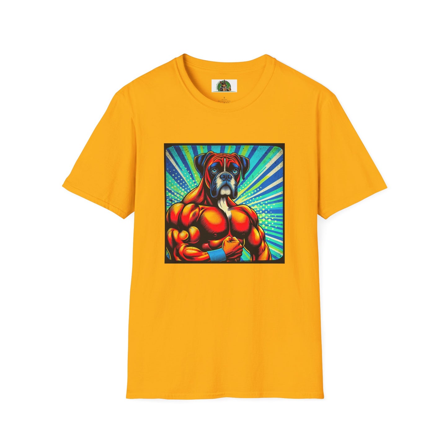 Boxer Muscle Dog T-Shirt Printify S Gold