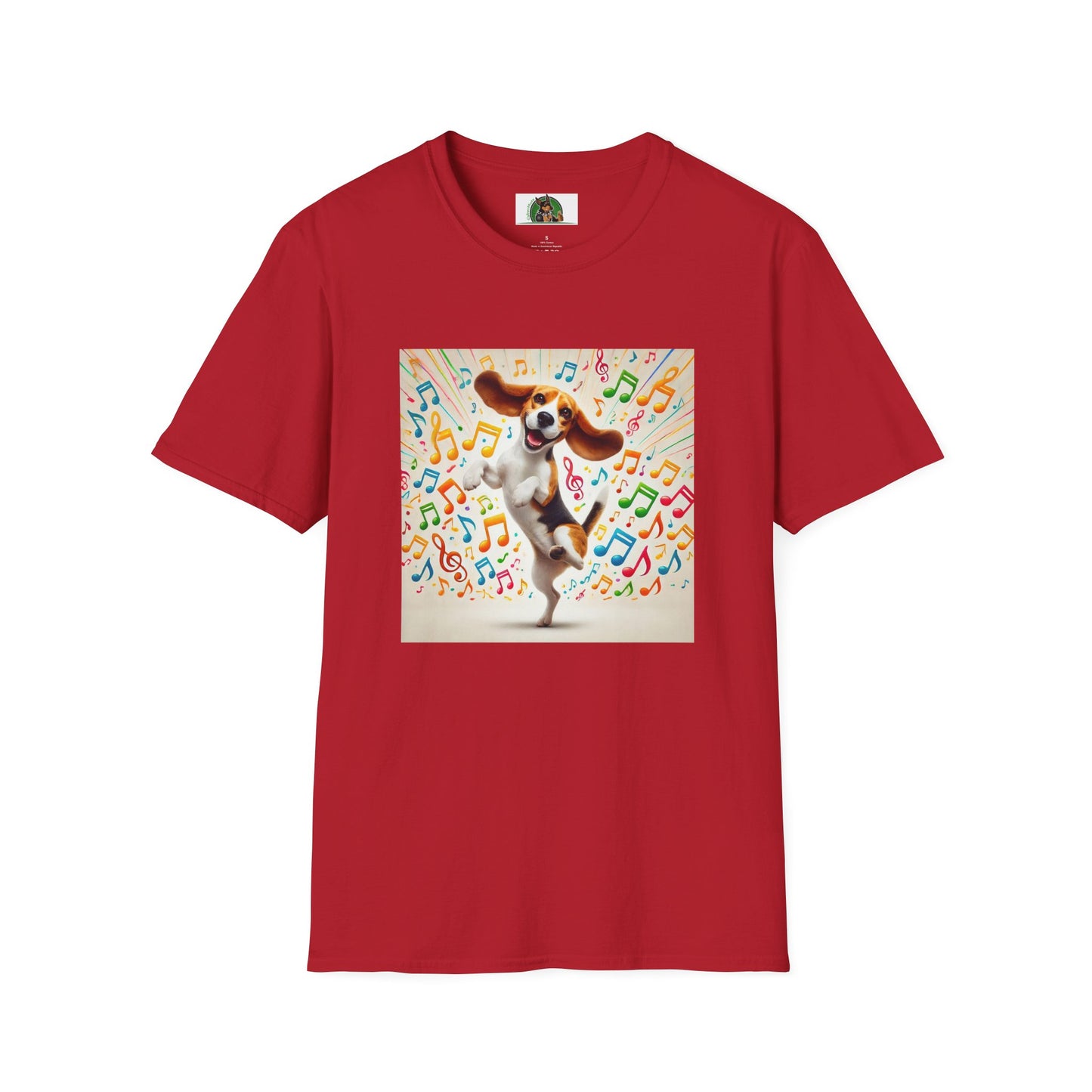 Beagle Dancing T-Shirt - Unisex Softstyle Tee T-Shirt Printify S Cherry Red